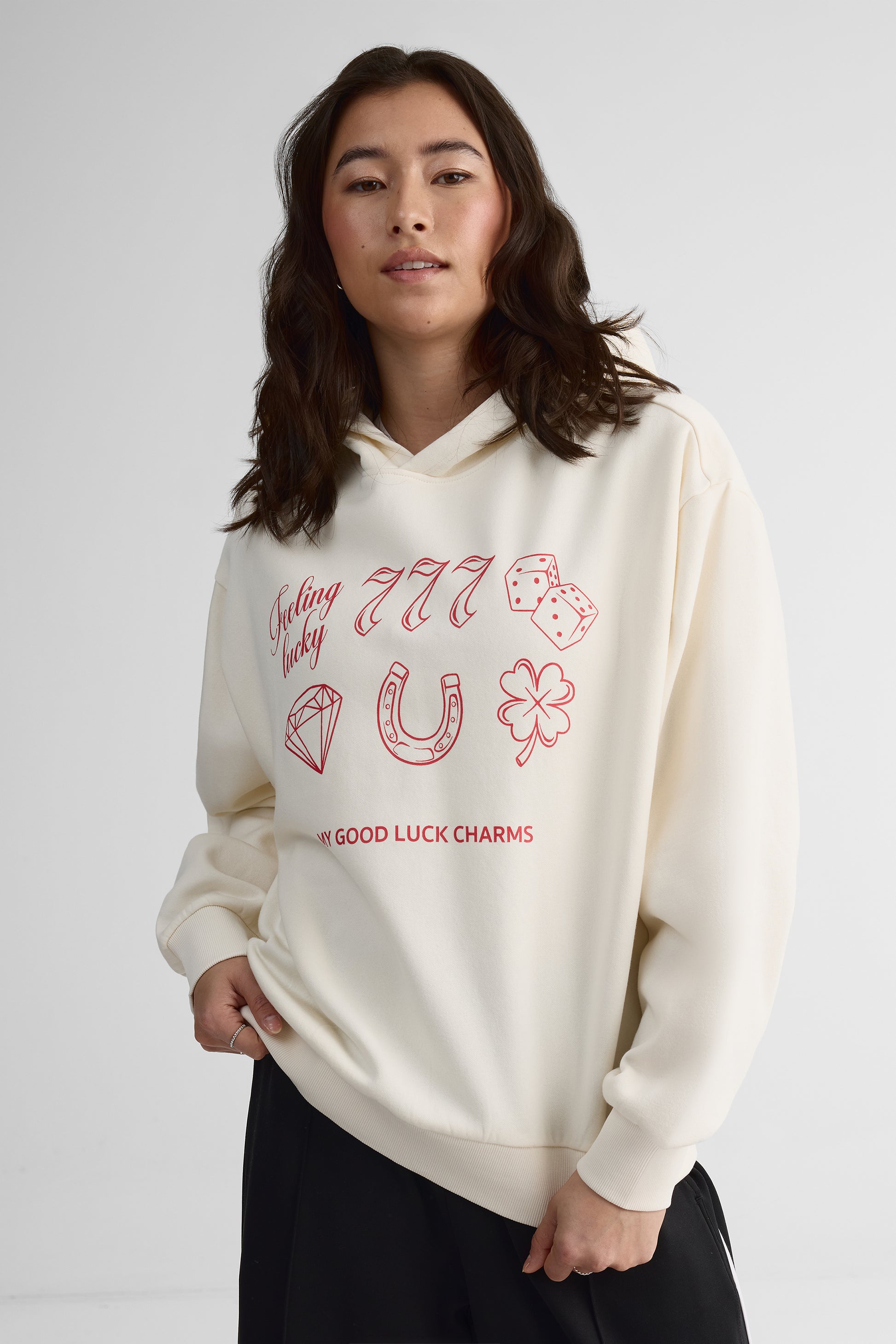 Chandail ouaté oversize avec capuchon - Femme && BLANC CASSÉ