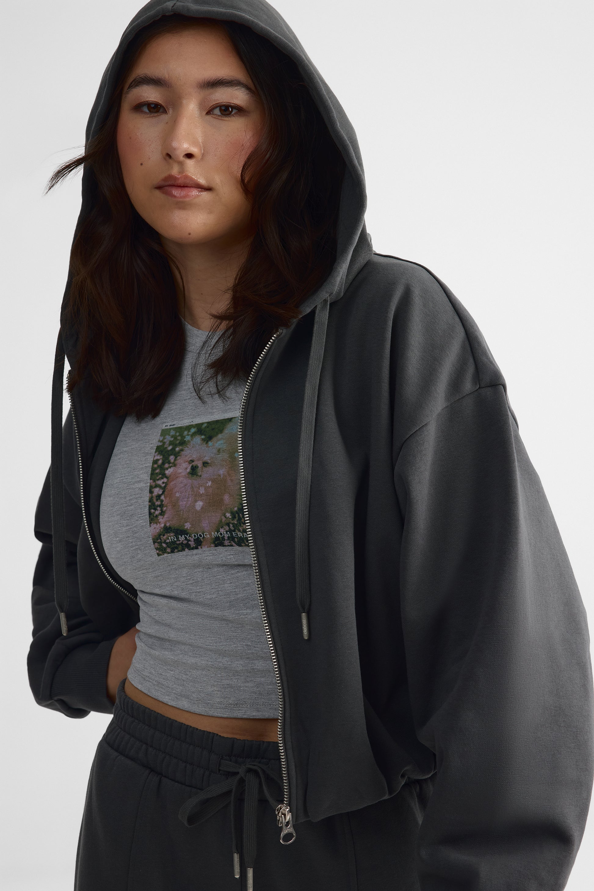 Veste ouatée à capuchon - Jeune femme && CHARBON