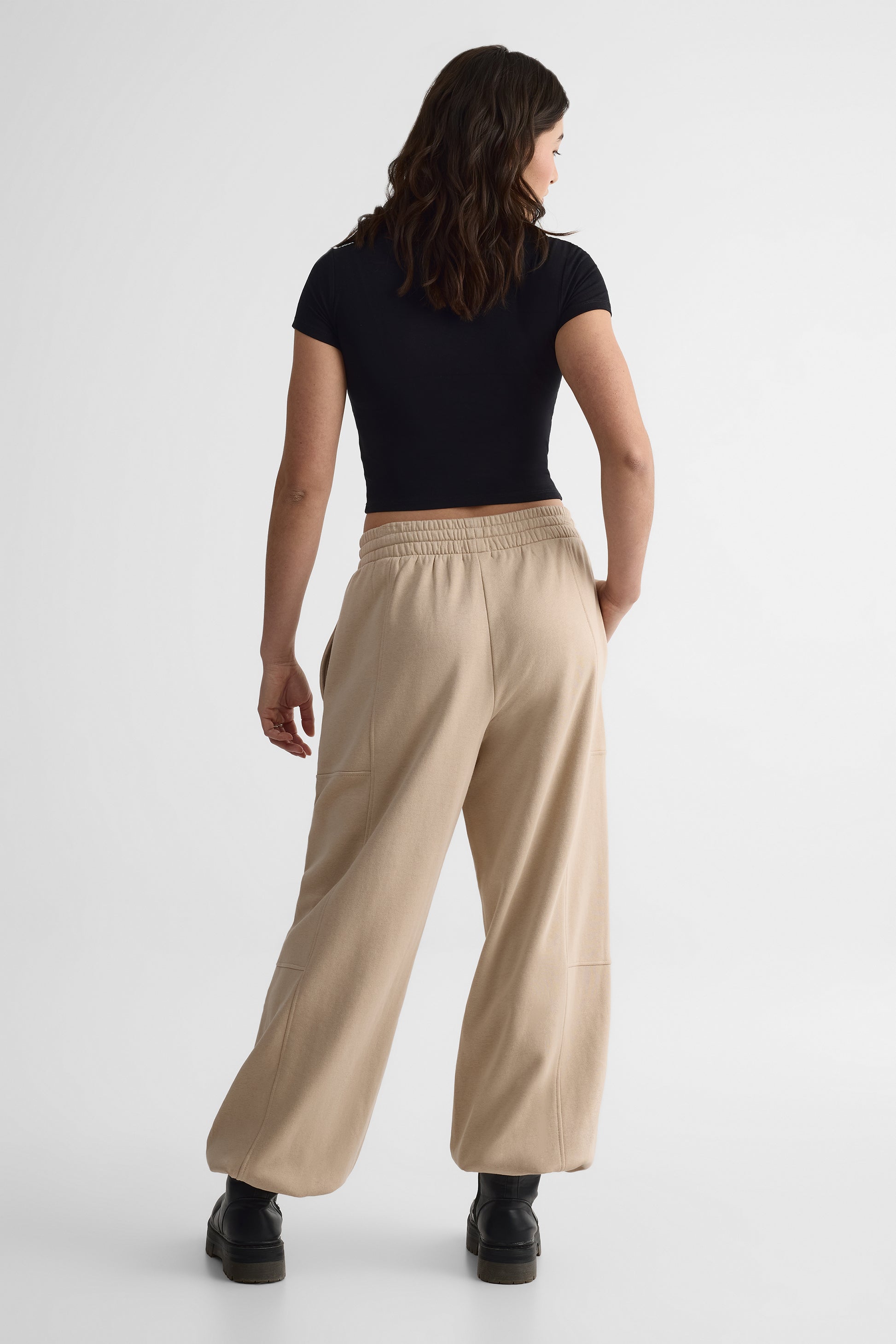Pantalon jogger oversize en molleton - Femme && BEIGE