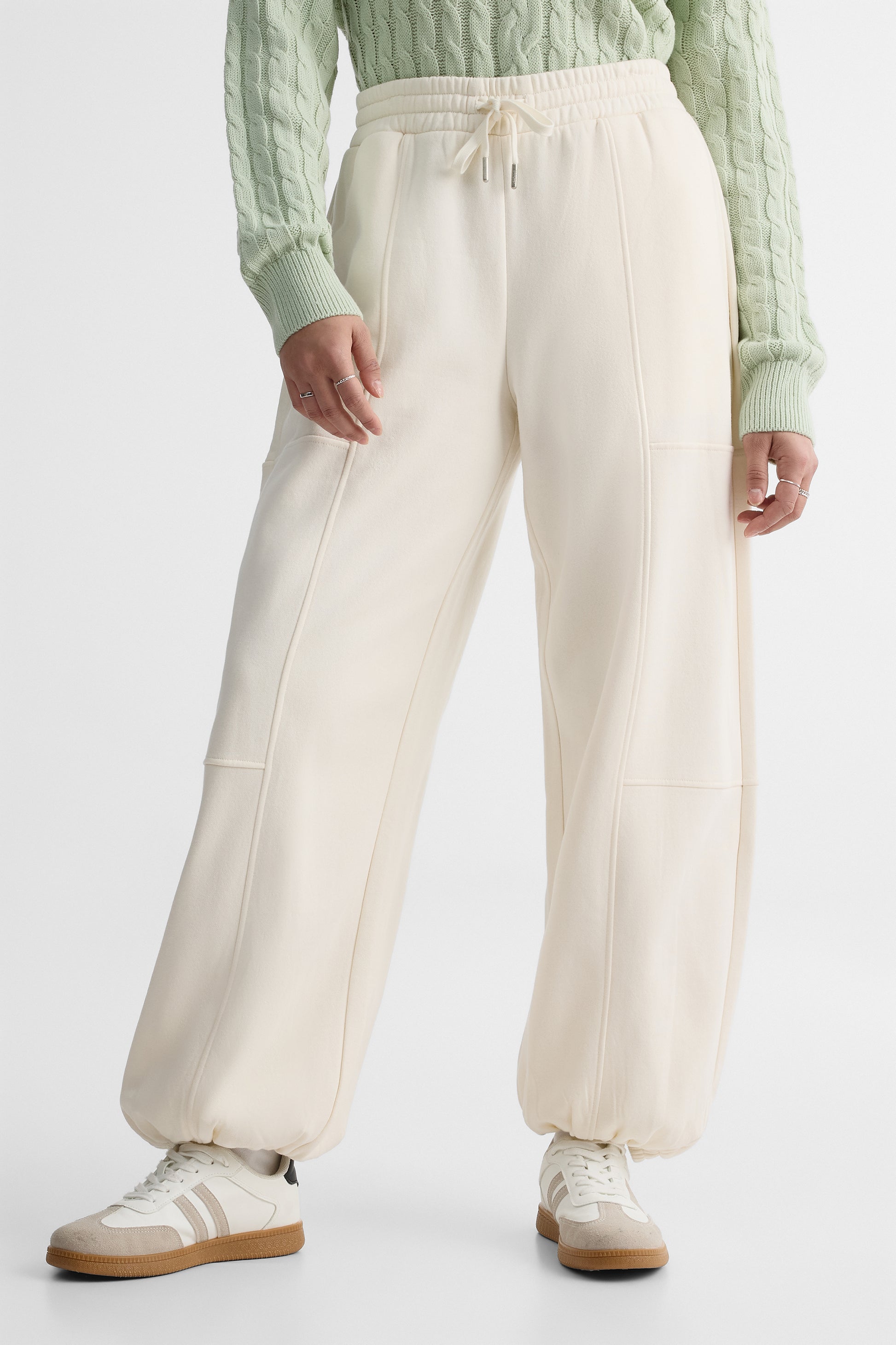 Pantalon jogger oversize en molleton - Femme && BLANC CASSÉ