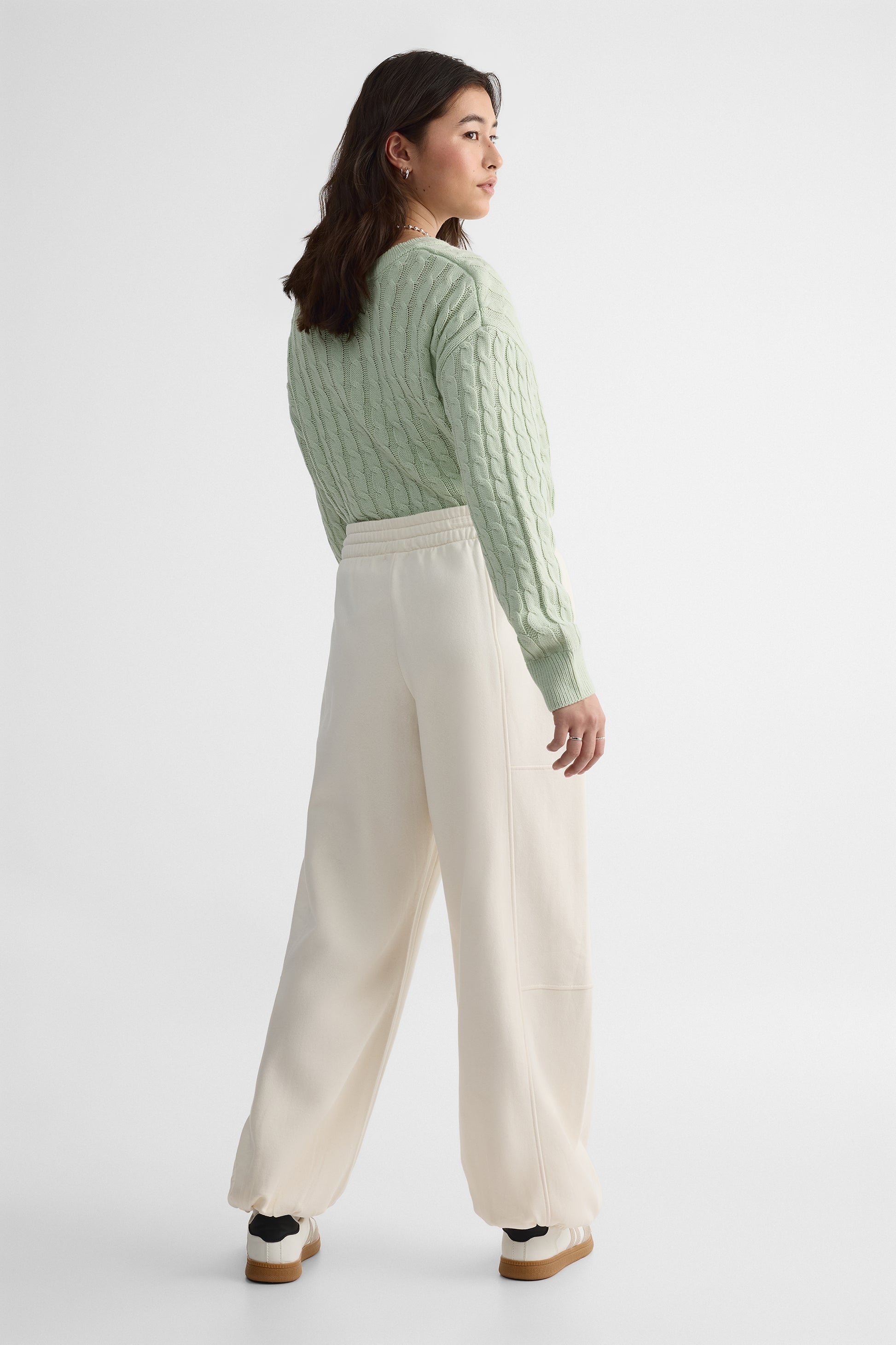 Pantalon jogger oversize en molleton - Femme && BLANC CASSÉ
