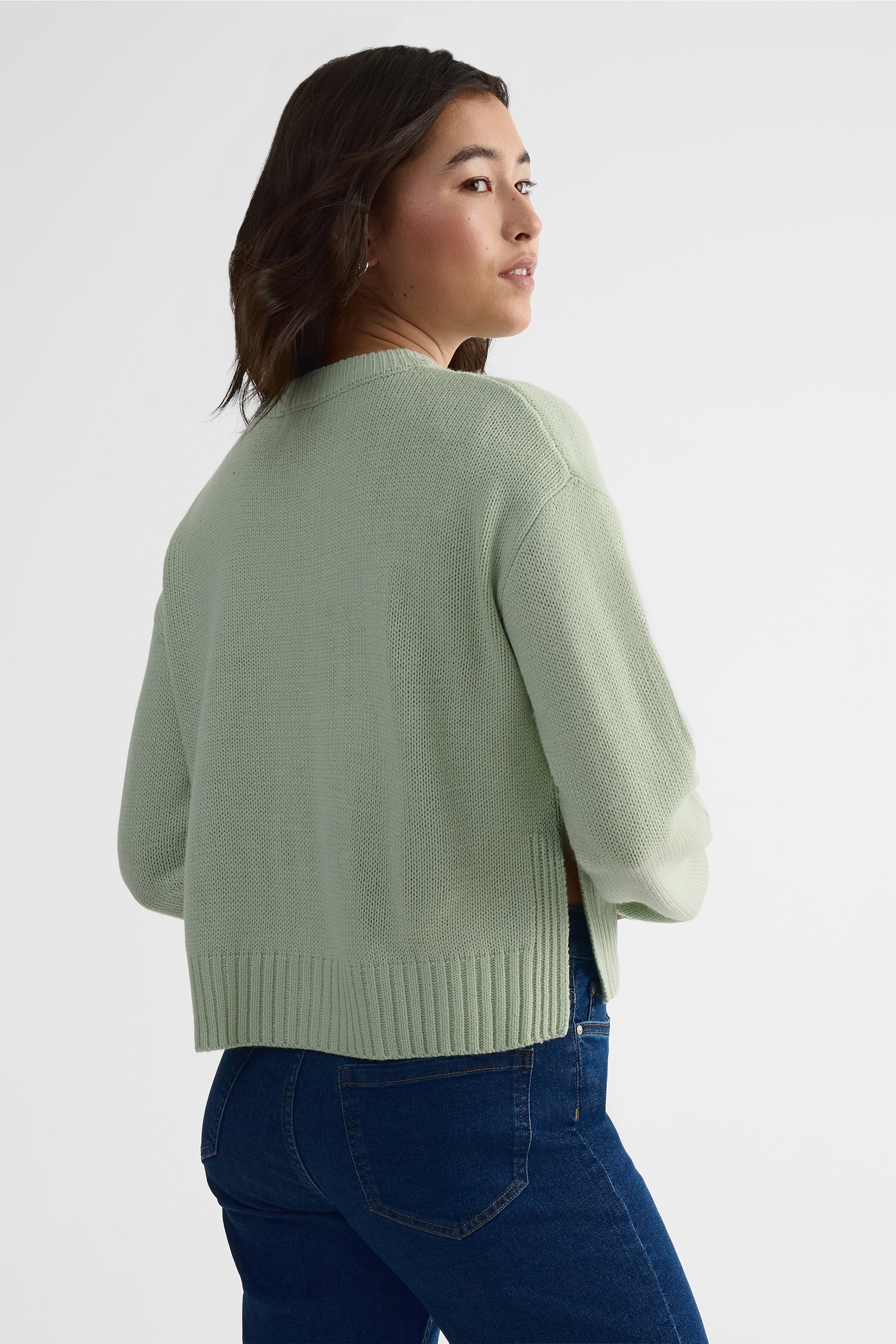 Cardigan oversize à fente latérale – Femme && VERT