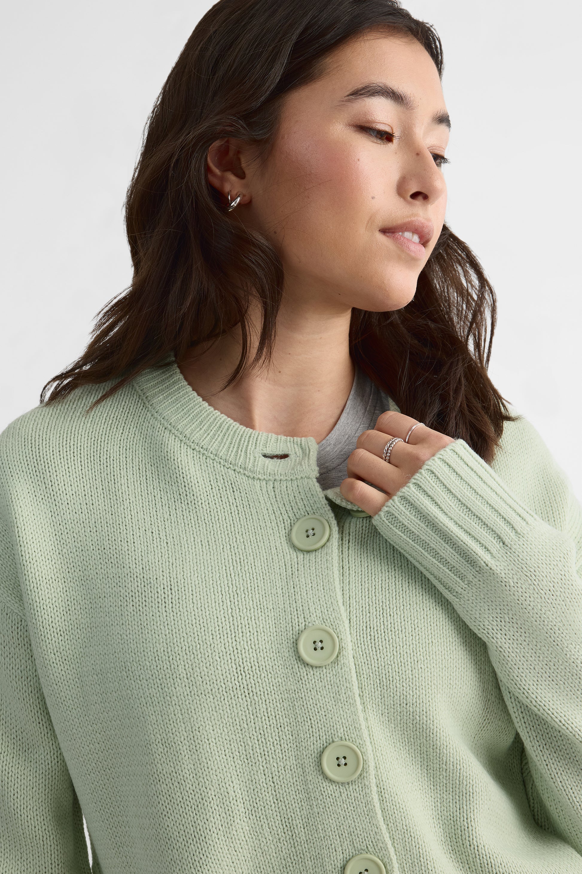 Cardigan oversize à fente latérale – Femme && VERT
