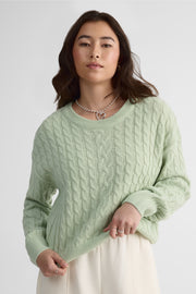 Chandail tricot col rond, manches longues – Femme && VERT
