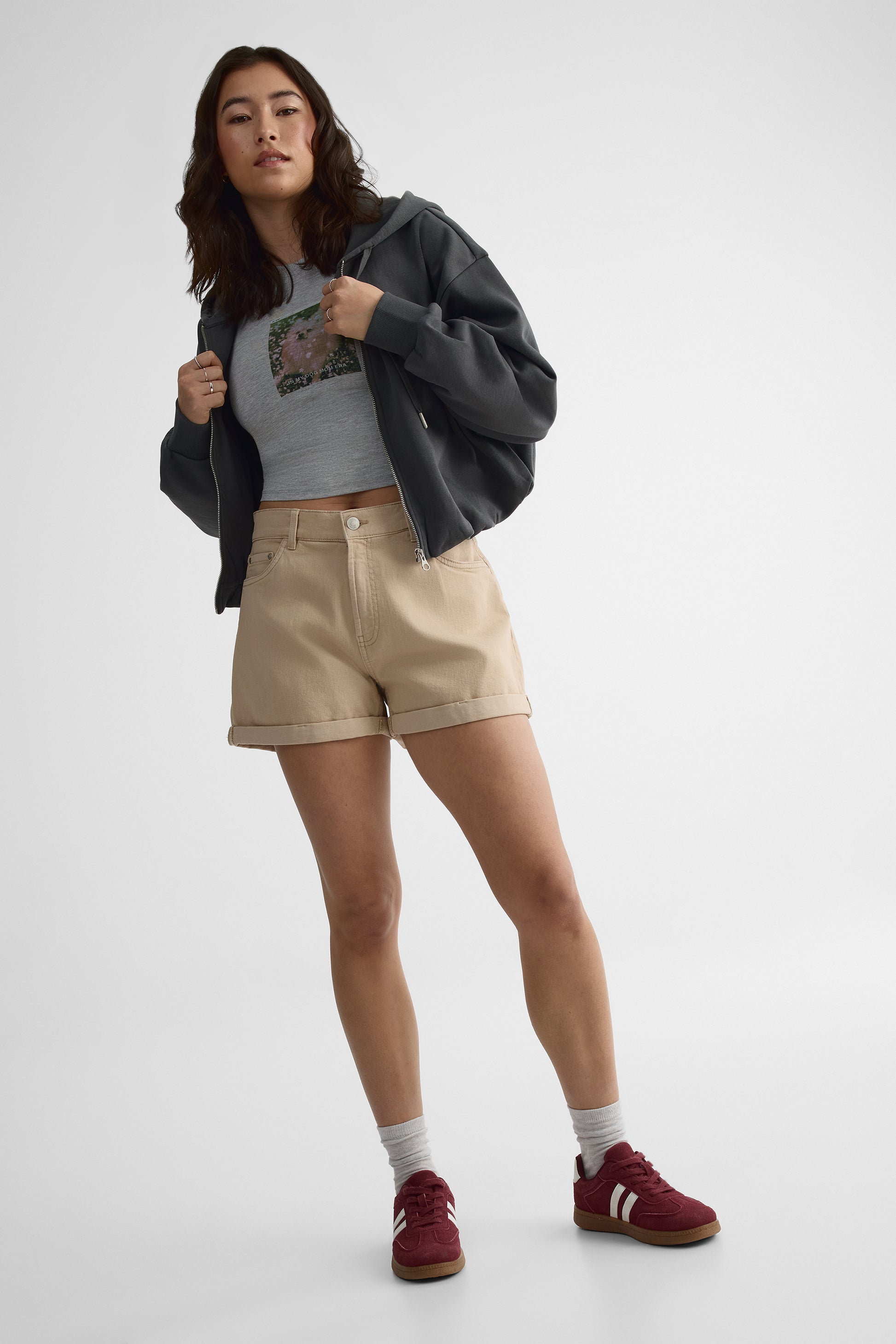 Short Classic Mom taille haute - Femme && BEIGE
