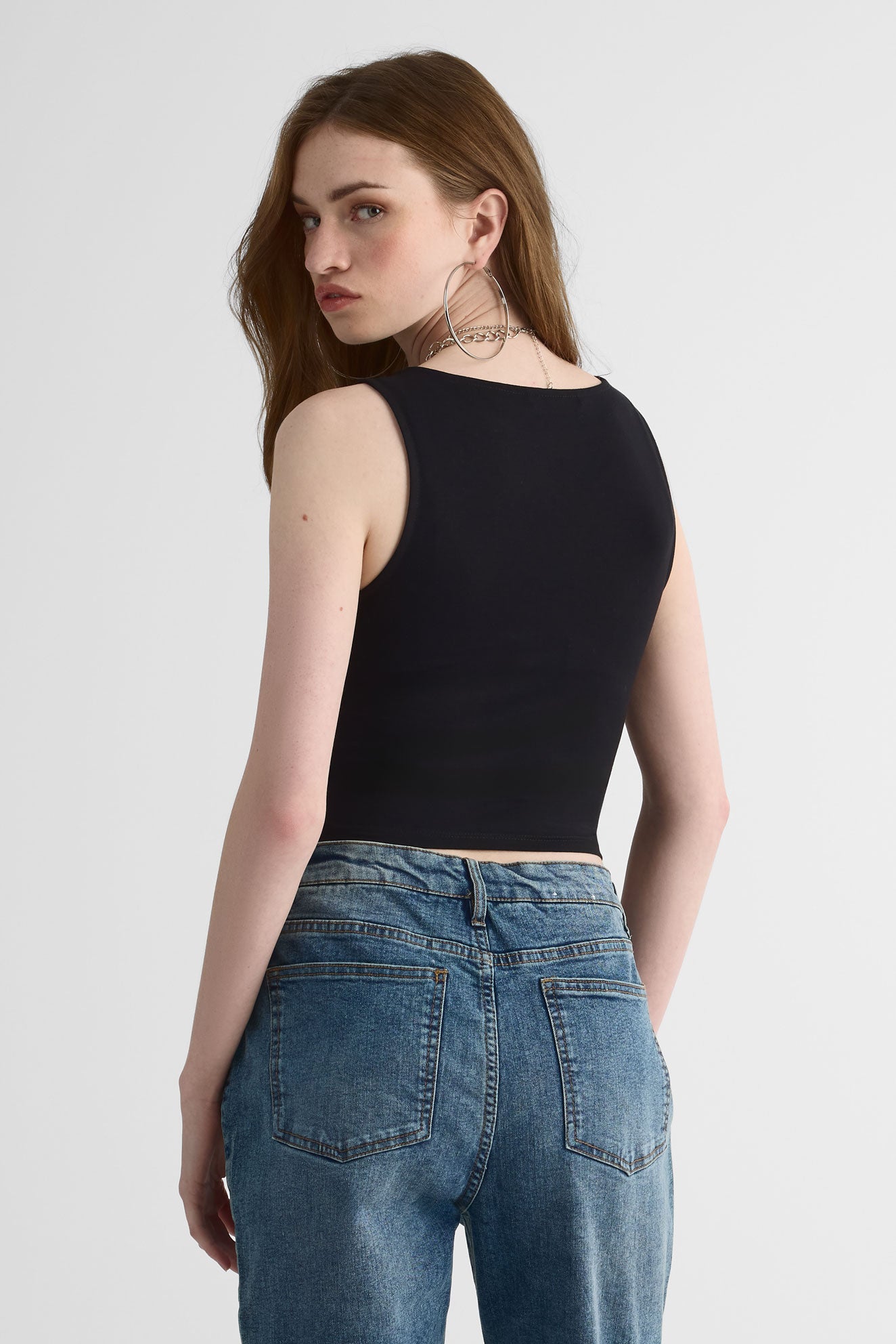 Camisole Boatneck en rayon – Jeune femme && NOIR