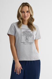 Chandail M/courtes imprimé graphique – Femme 2/30$ && GRIS MIXTE