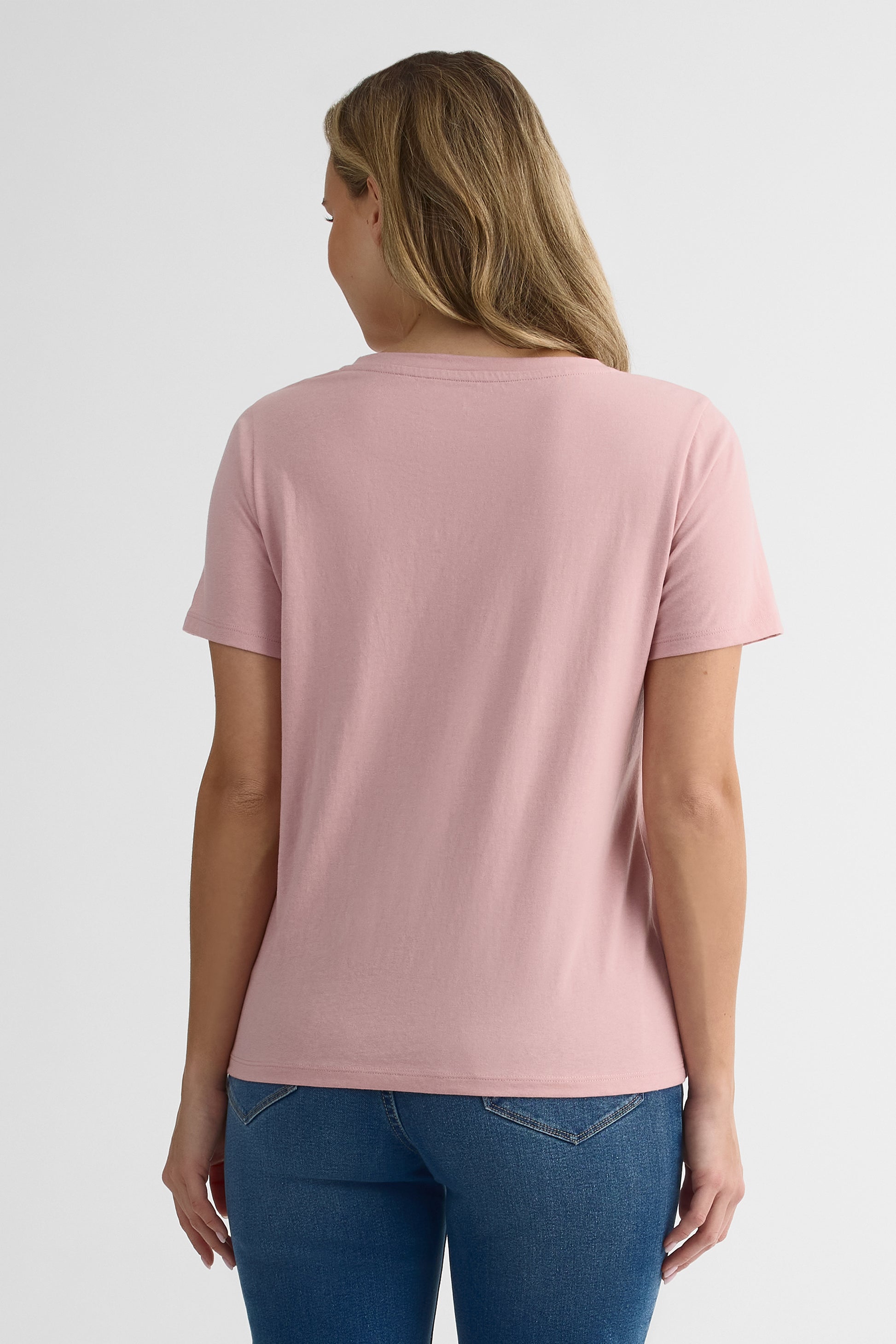 Chandail M/courtes col V en coton - Femme 2/30$ && ROSE