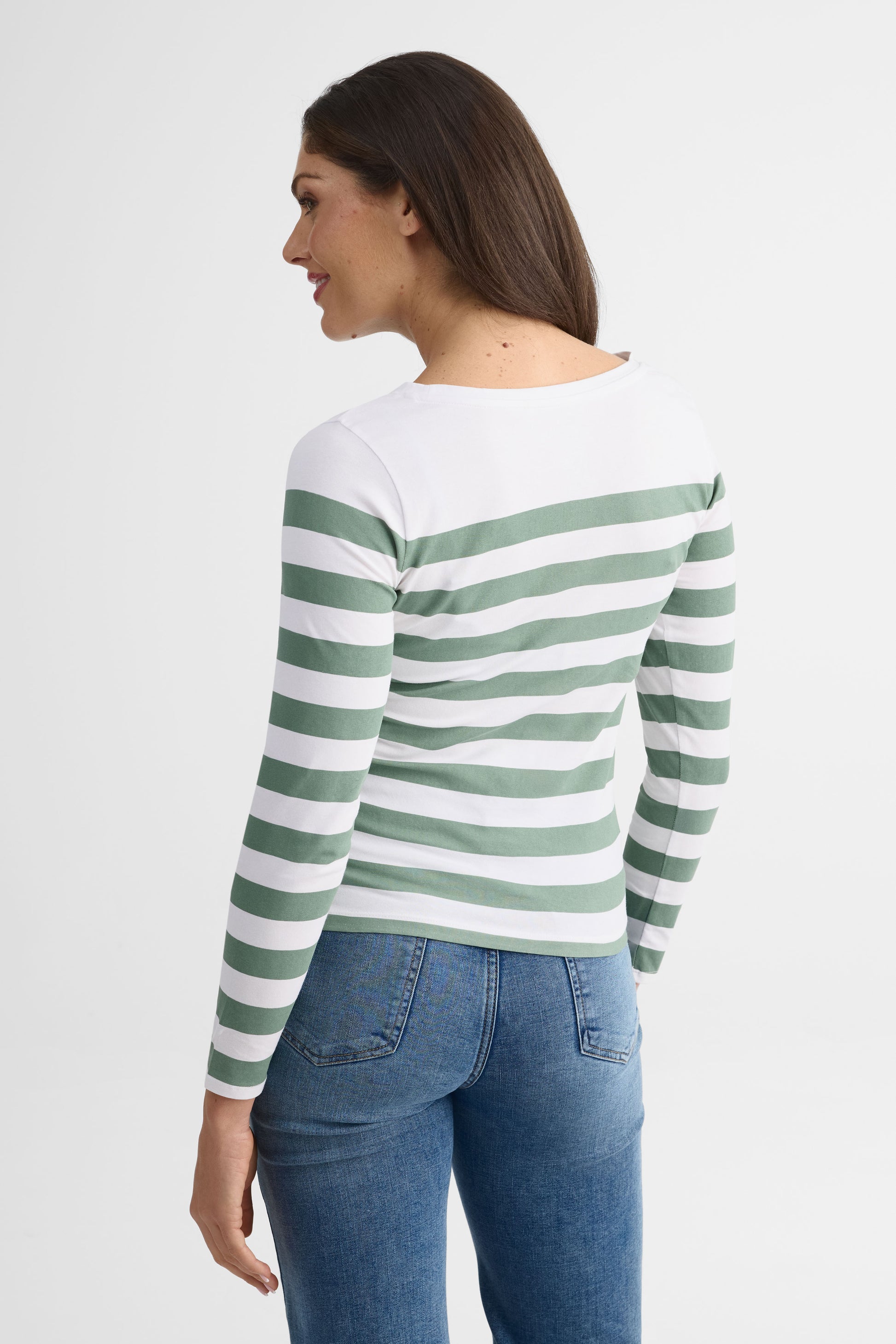 Chandail rayé à manches longues – Femme && VERT/MULTI