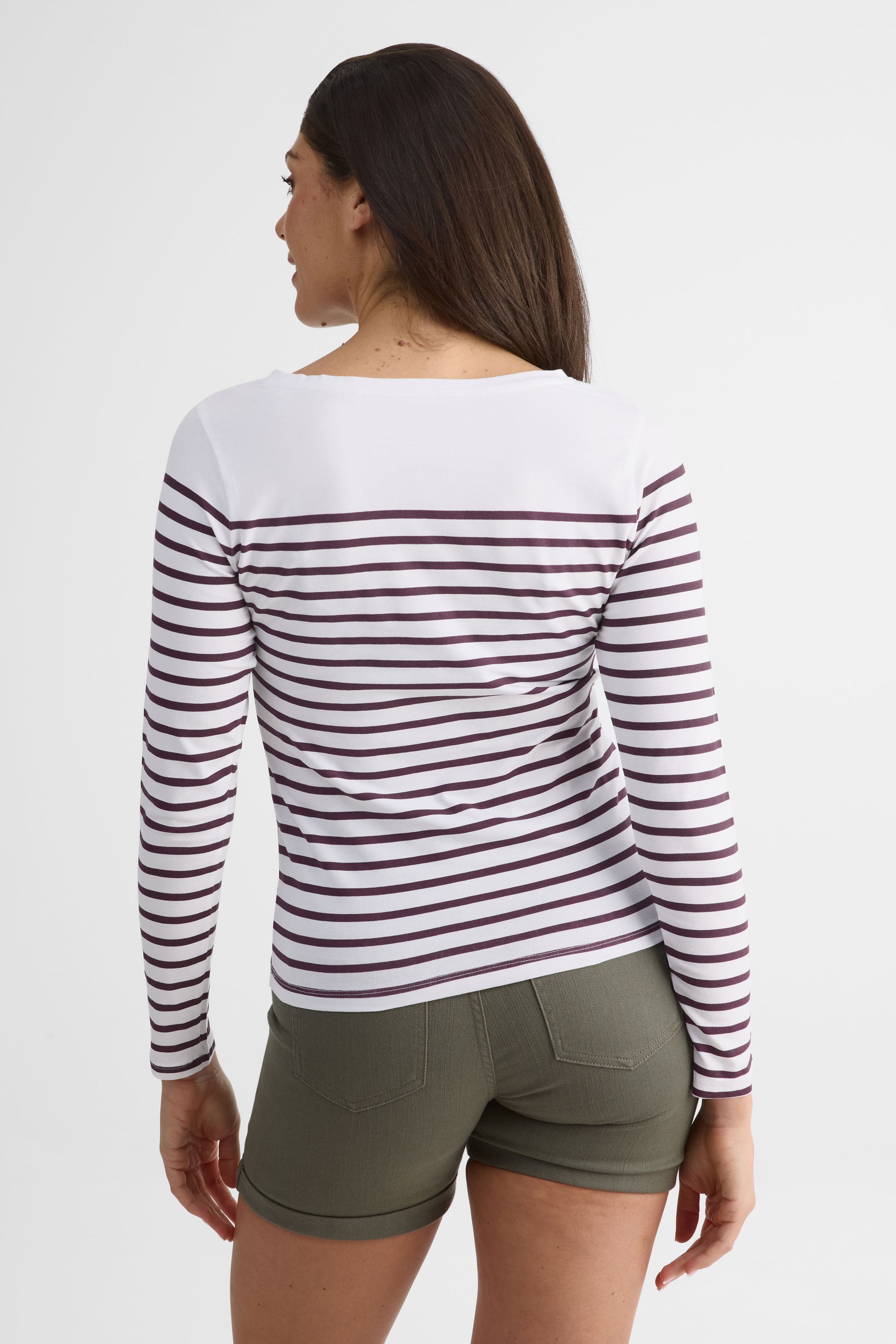 Chandail rayé à manches longues – Femme && BOURGOGNE MULTI