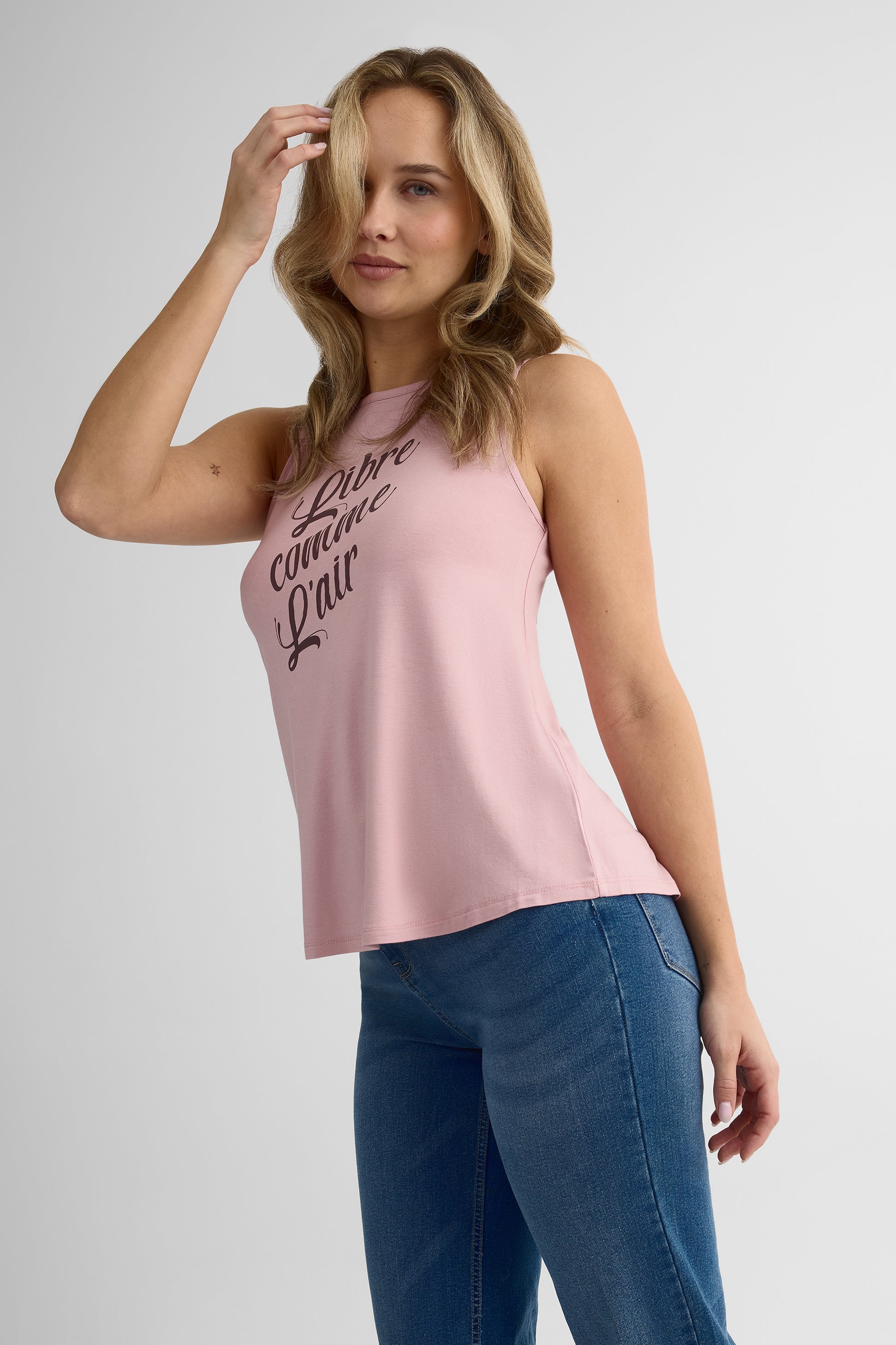 Camisole col rond ample en jersey extensible – Femme && ROSE