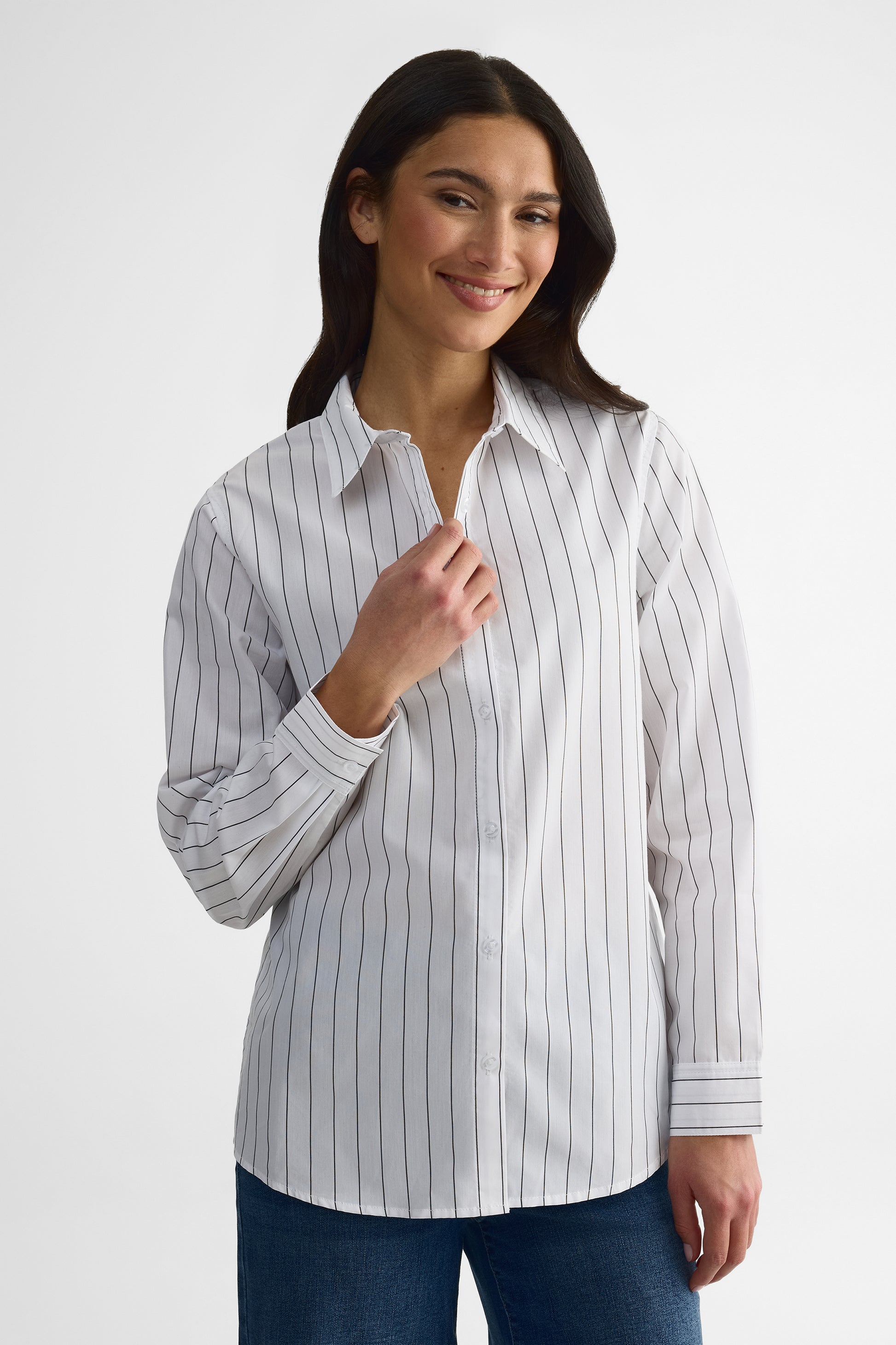 Chemisier à rayures coupe boxy – Femme && BLANC MULTI