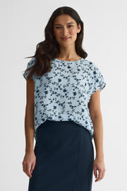 Blouse M/courtes imprimée – Jeune femme && BLEU MULTI