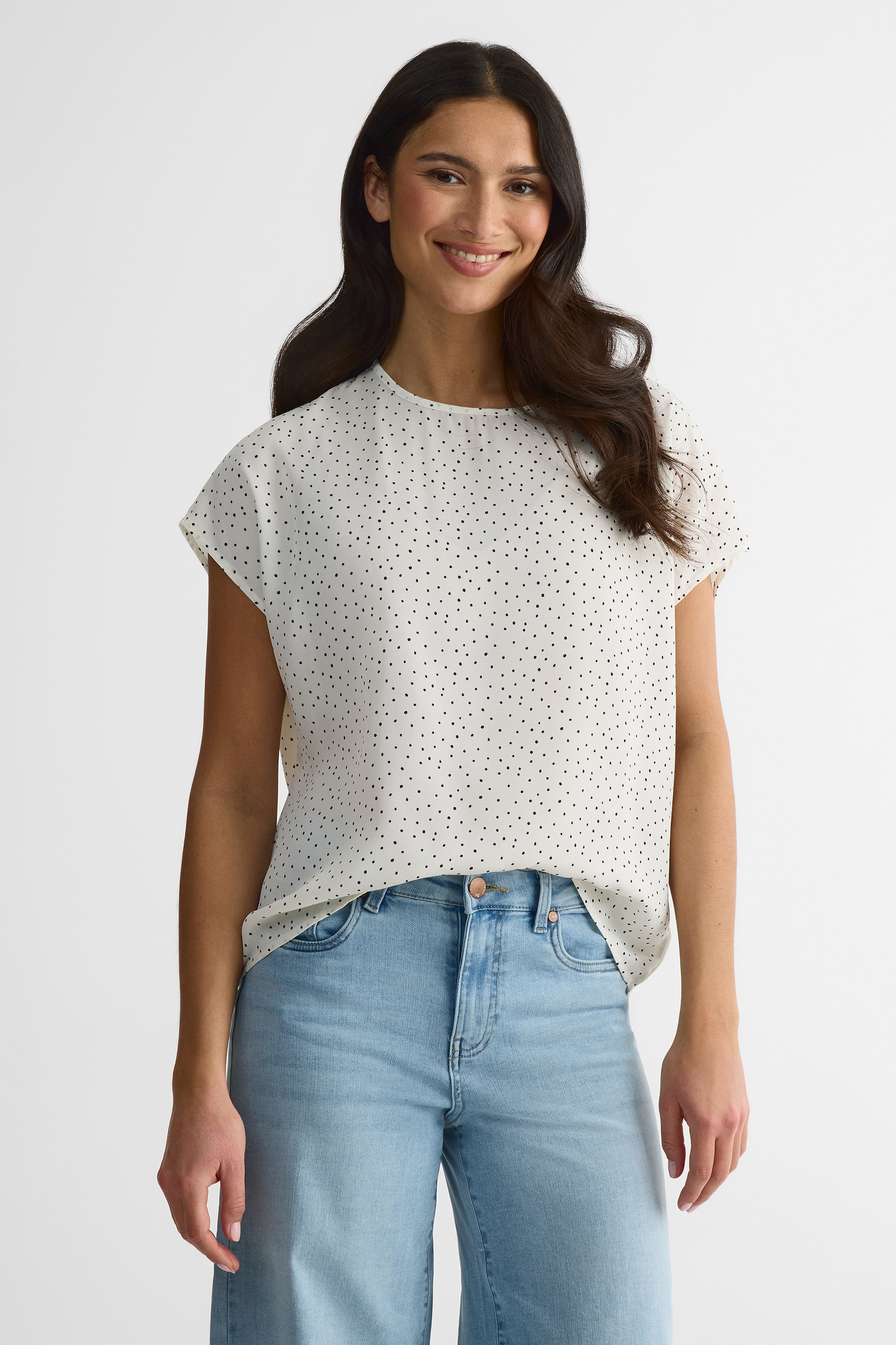 Blouse M/courtes imprimée – Jeune femme && BLANC CASSÉ/MULTI