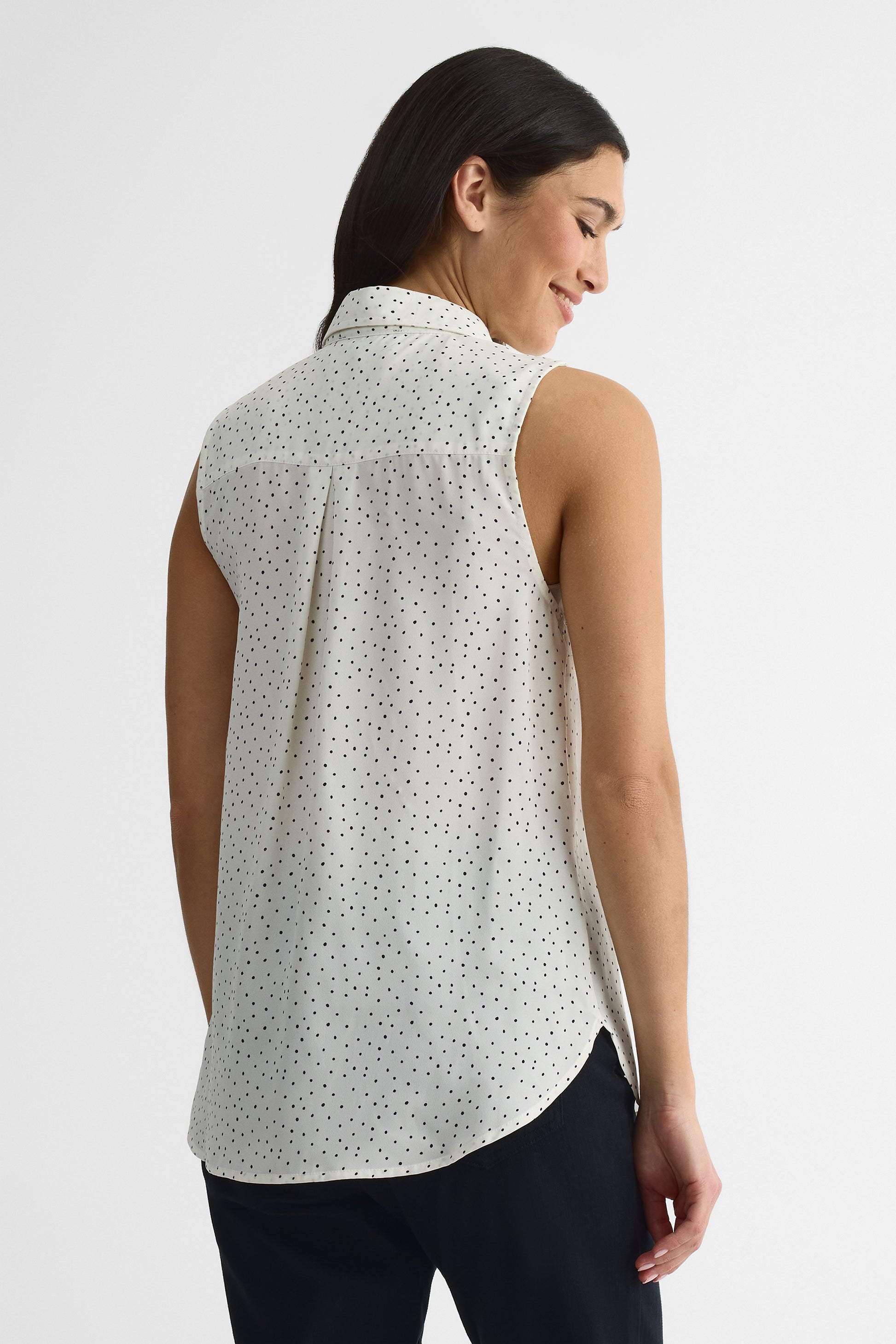 Chemisier hi-low à boutons en georgette - Femme && BLANC CASSÉ/MULTI