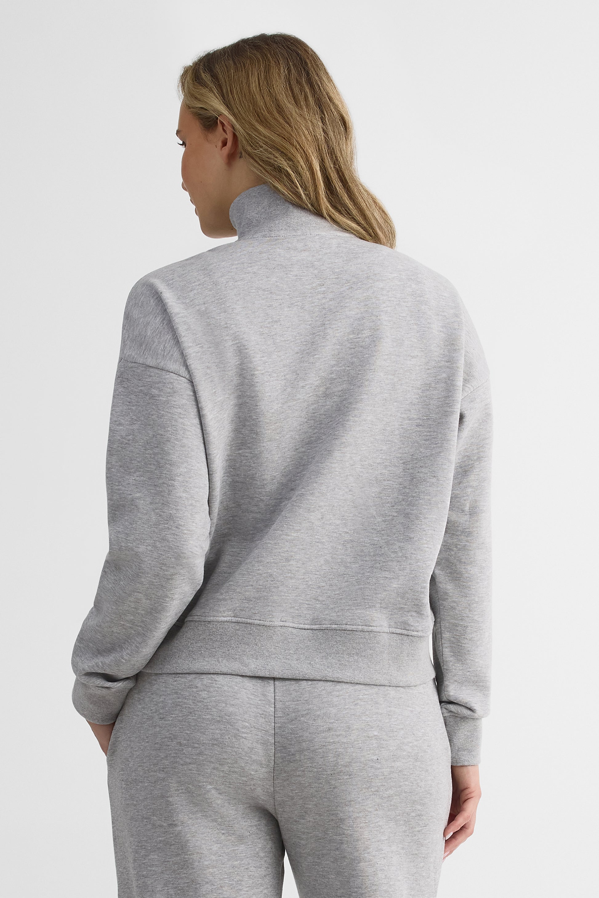 Chandail ouaté demi-zip avec poche – Femme && GRIS MIXTE