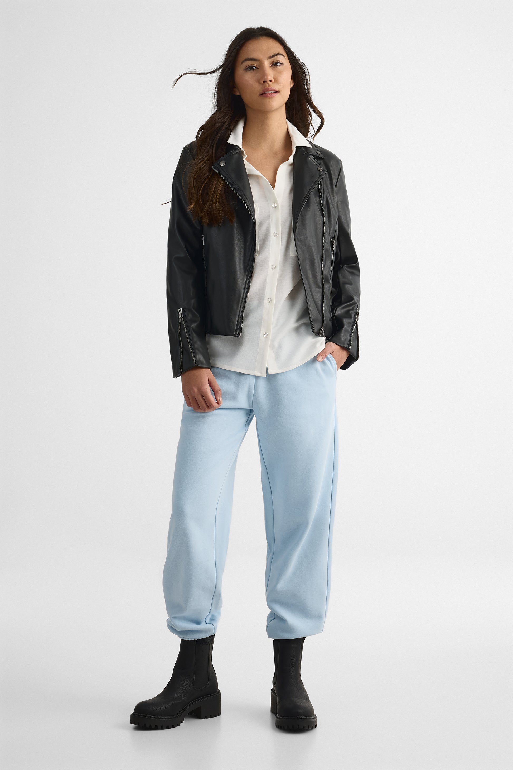 Pantalon slim fit en fleece - Femme && BLEU