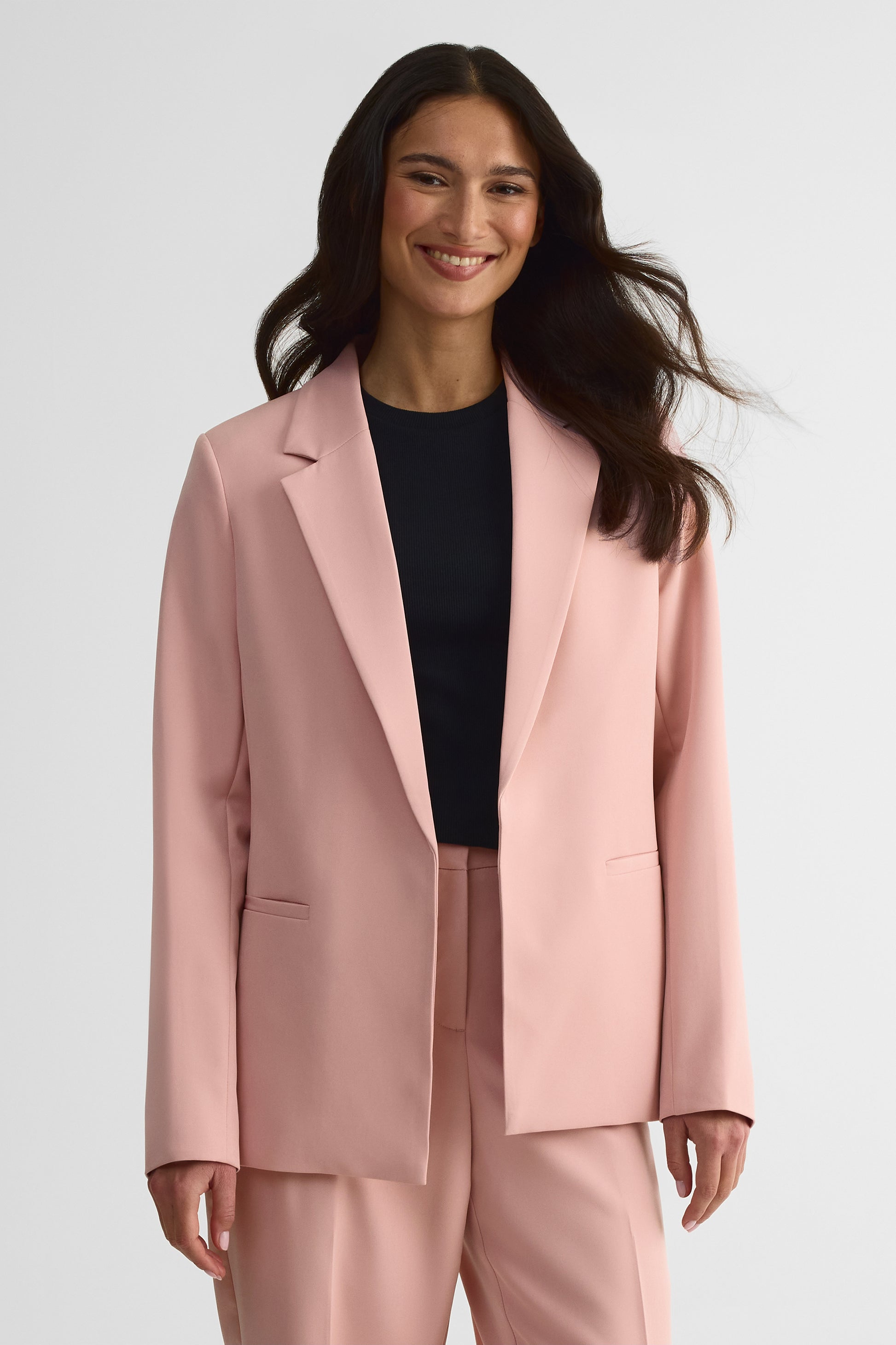 Veston long col tailleur – Femme && ROSE