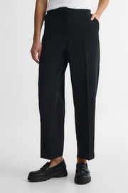 Pantalon taille construite en crépe extensible - Femme && NOIR