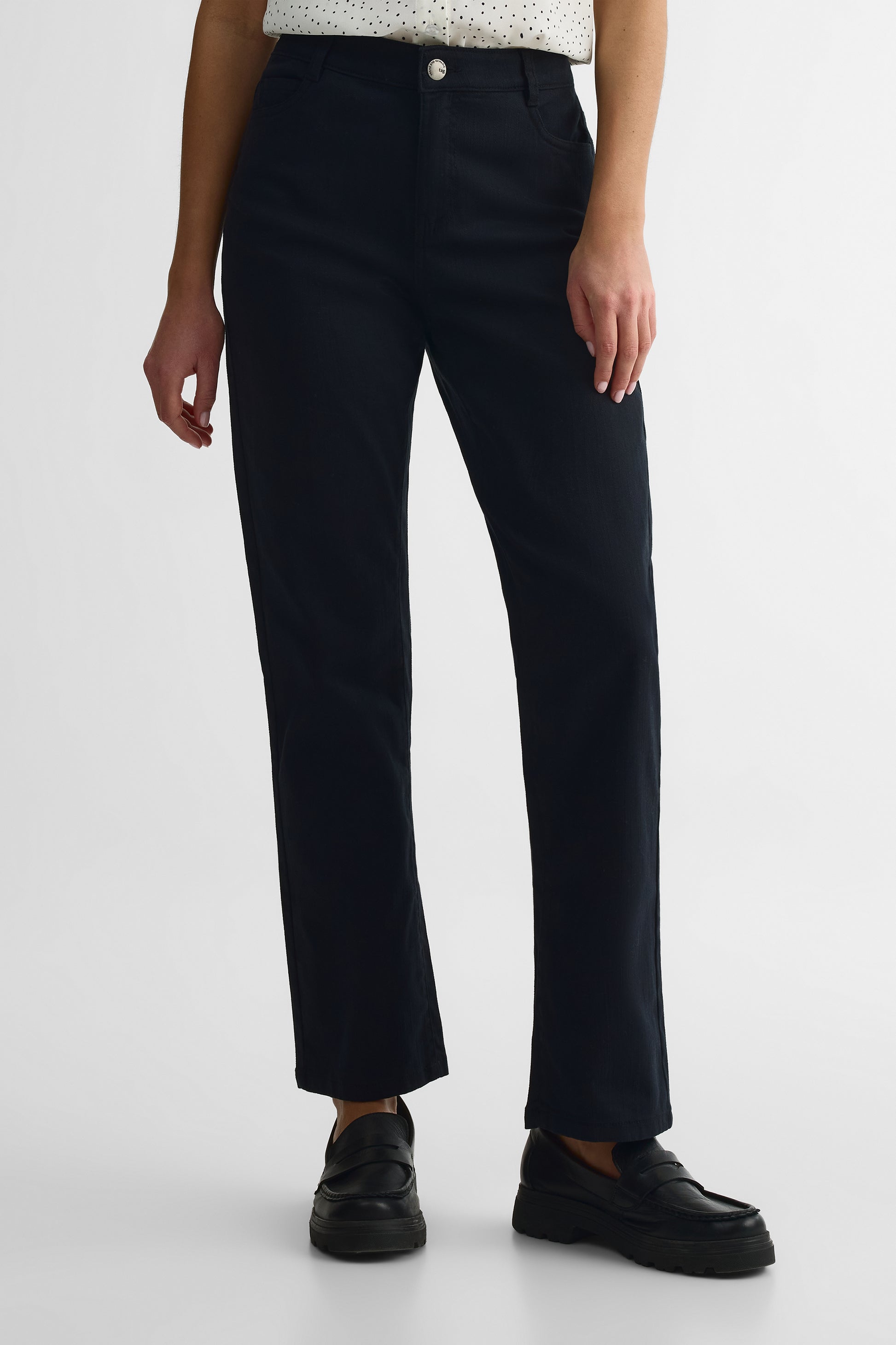Pantalon 5 poches en twill extensible - Femme && NOIR