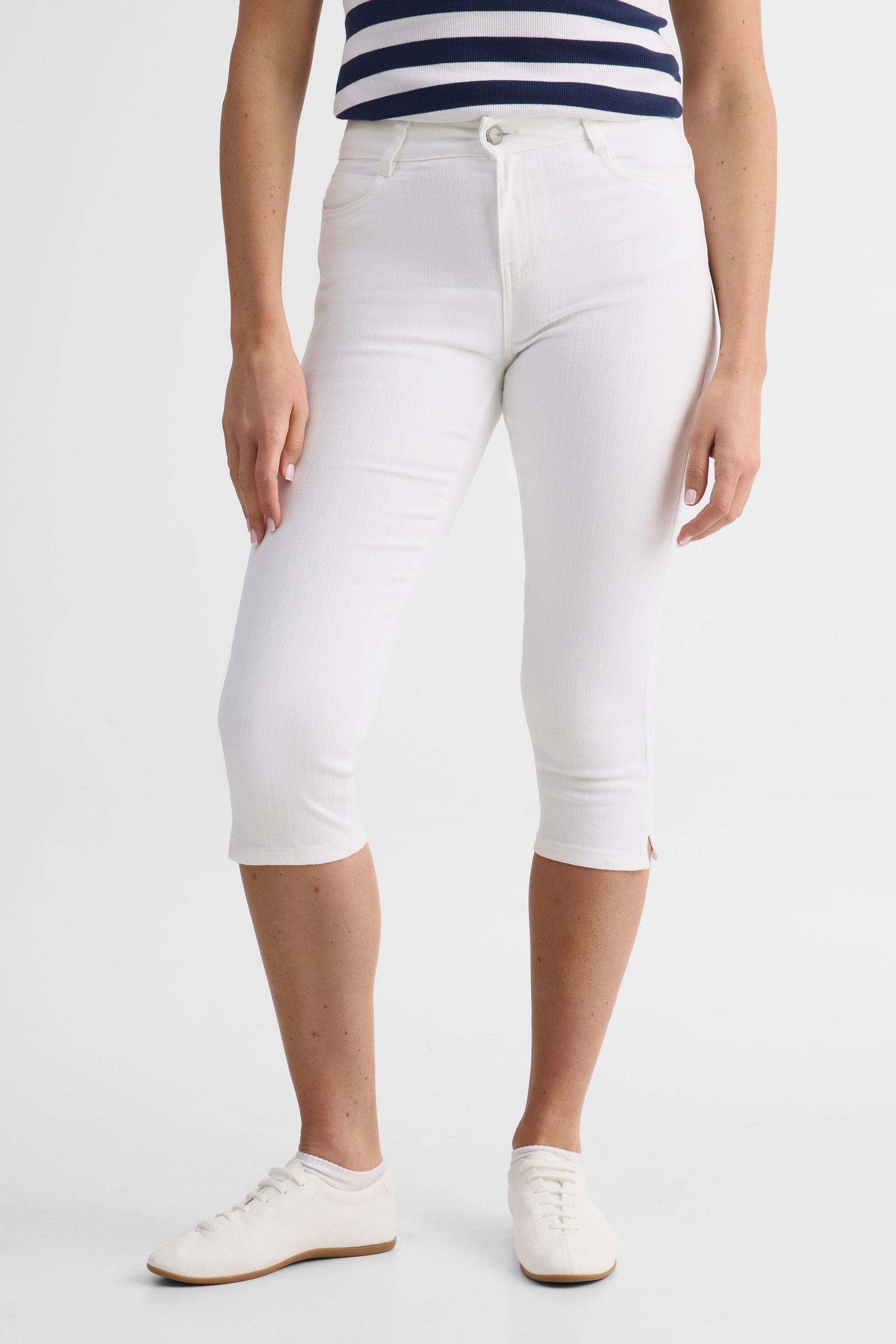 Capri 5 poches en twill extensible – Femme && BLANC