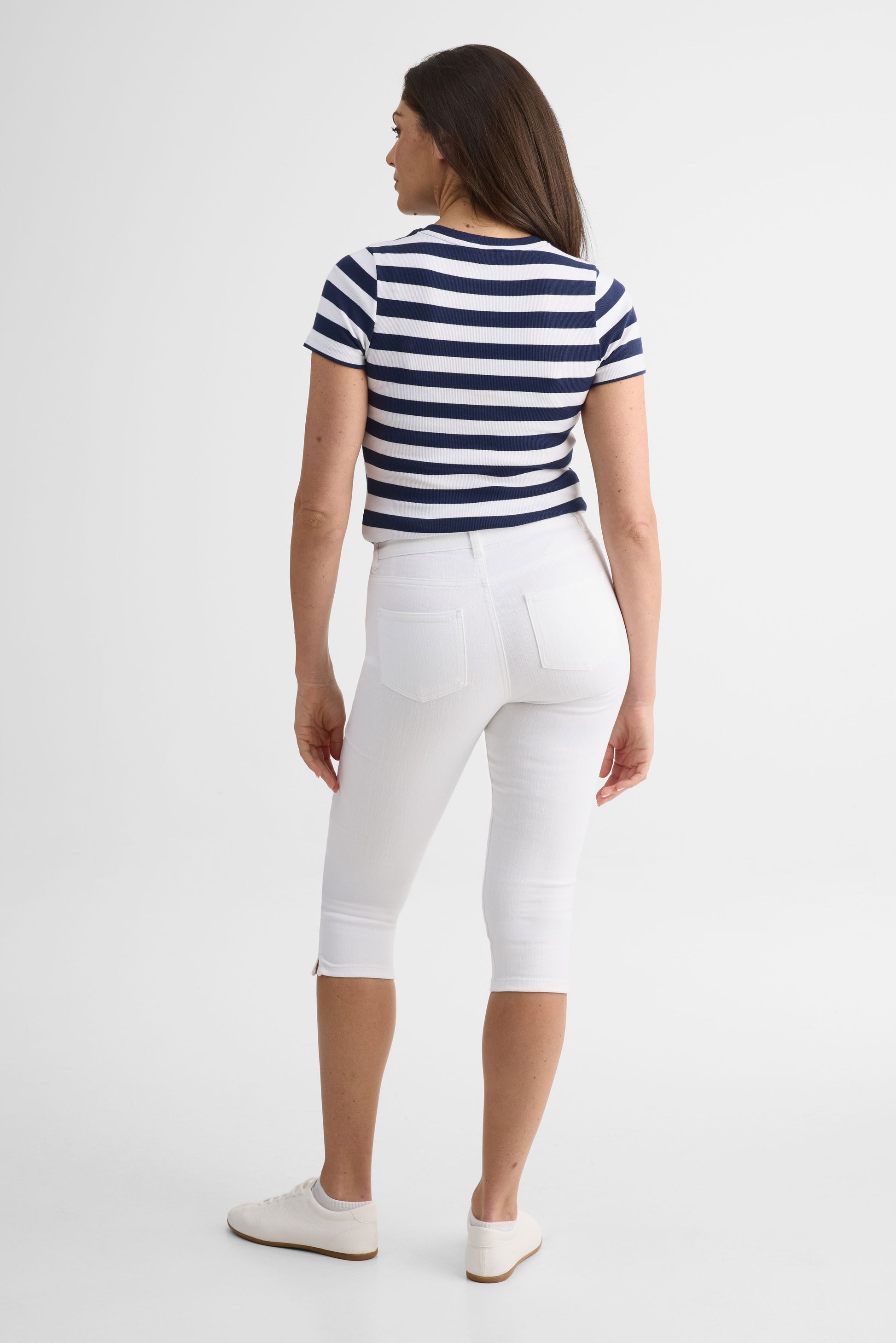 Capri 5 poches en twill extensible – Femme && BLANC