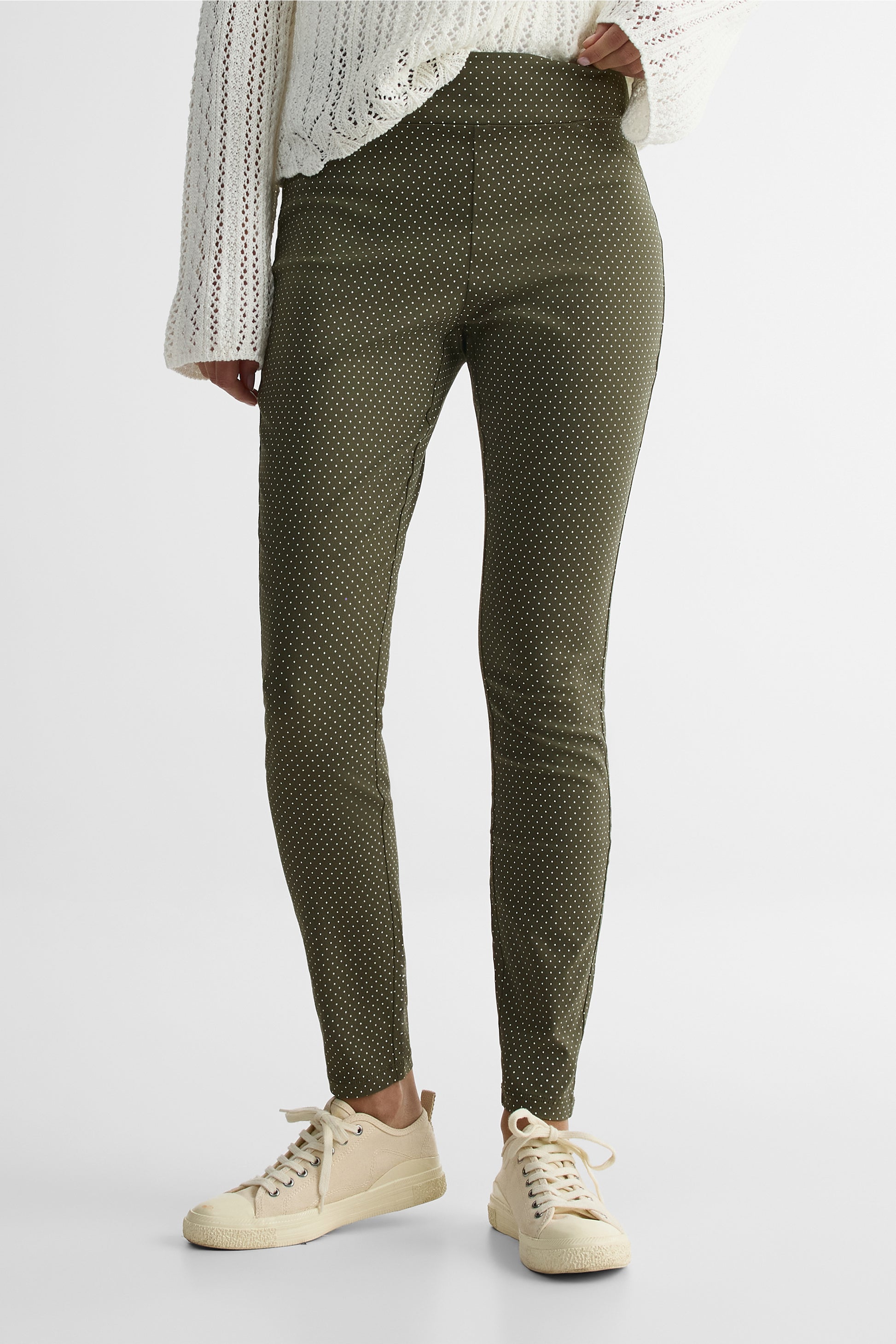 Pantalon skinny pull-on en twill - Femme && KAKI/MULTI