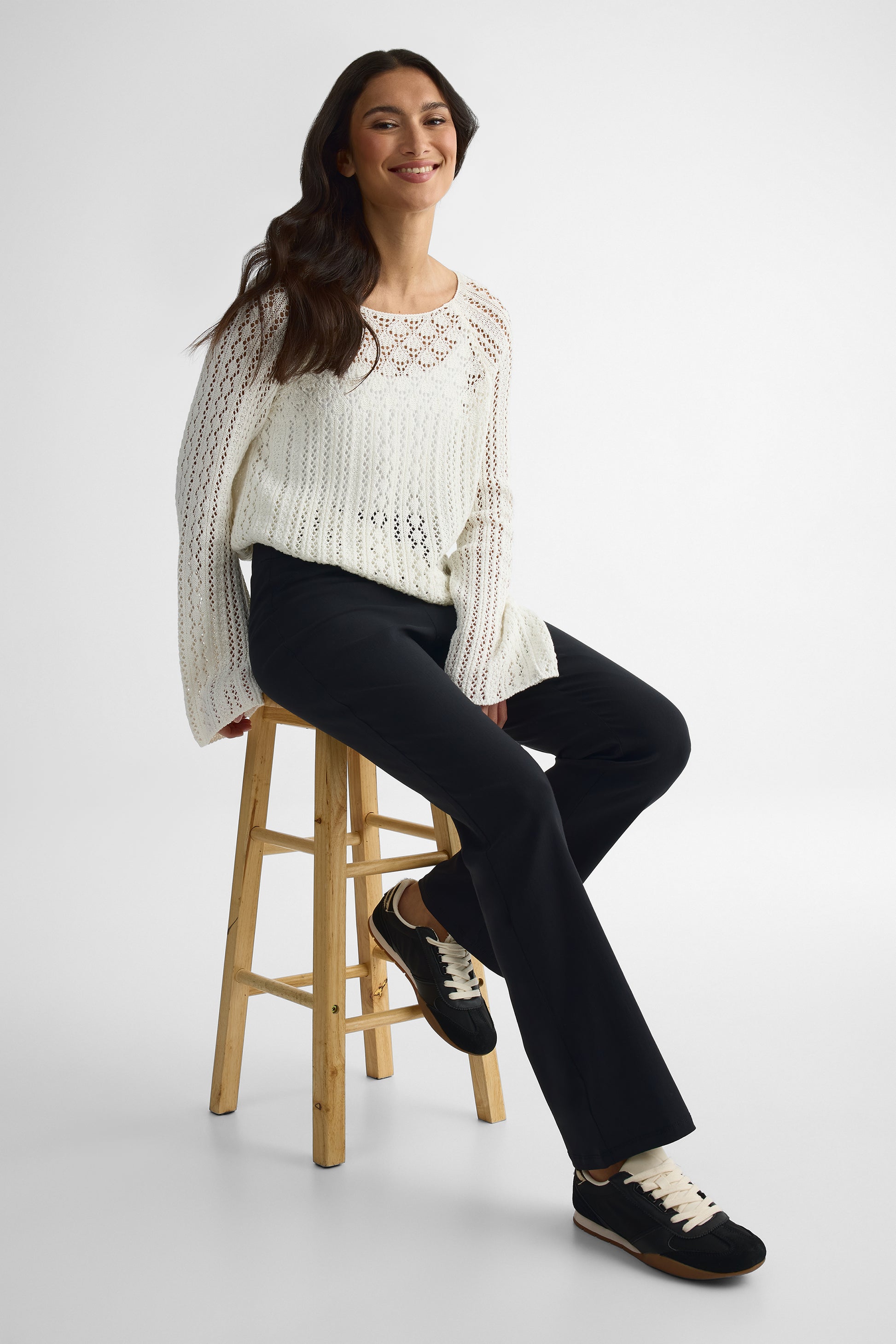 Pantalon bootcut pull-on en twill - Femme && NOIR