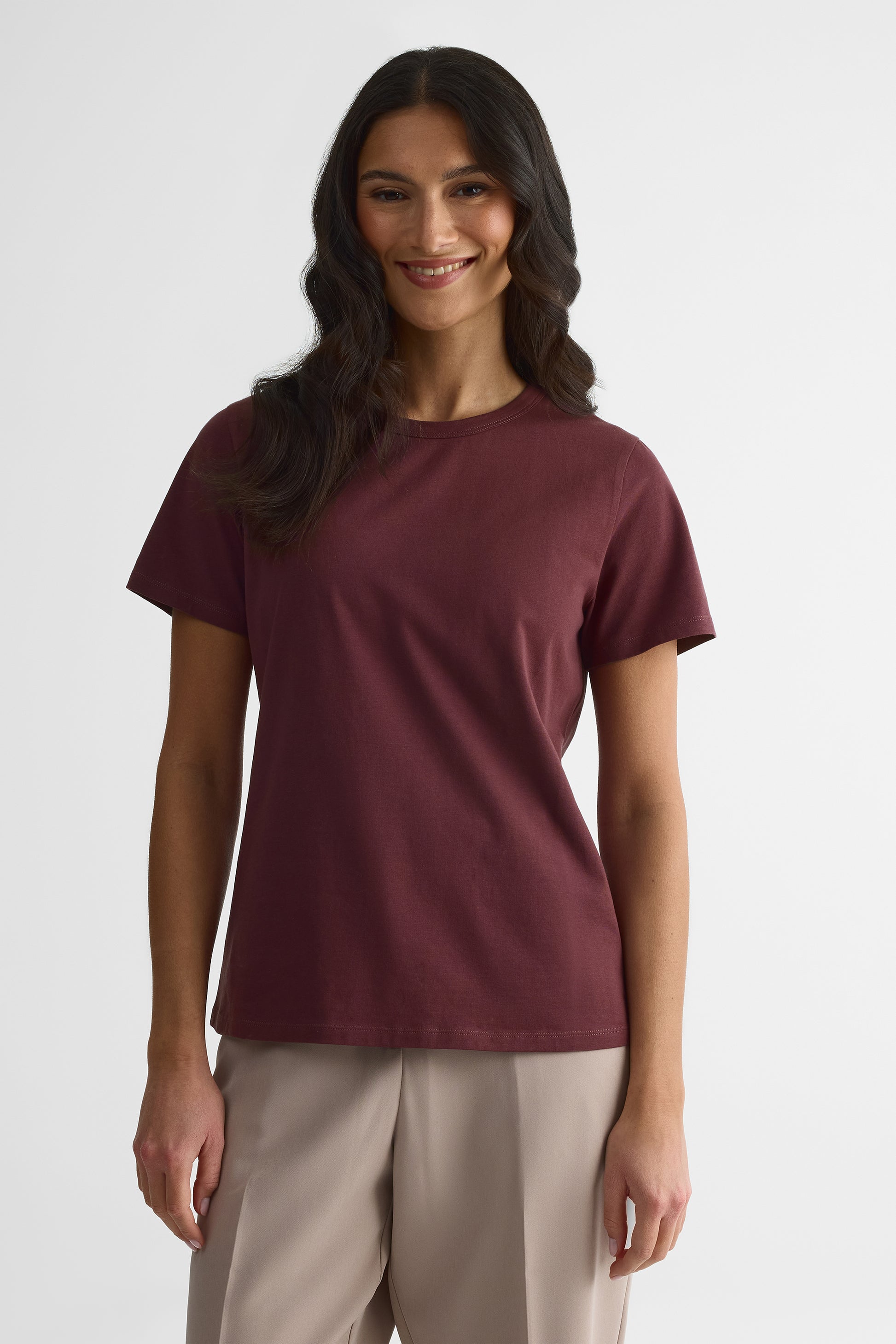 Chandail M/courtes uni ou imprimé - Femme && AUBERGINE