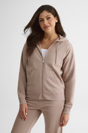 Veste ouatée à zip, manches longues - Femme && TAUPE