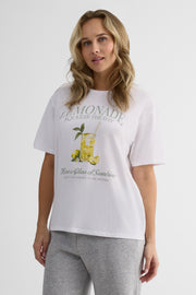 Chandail M/courtes oversize en coton-polyester - Femme && BLANC