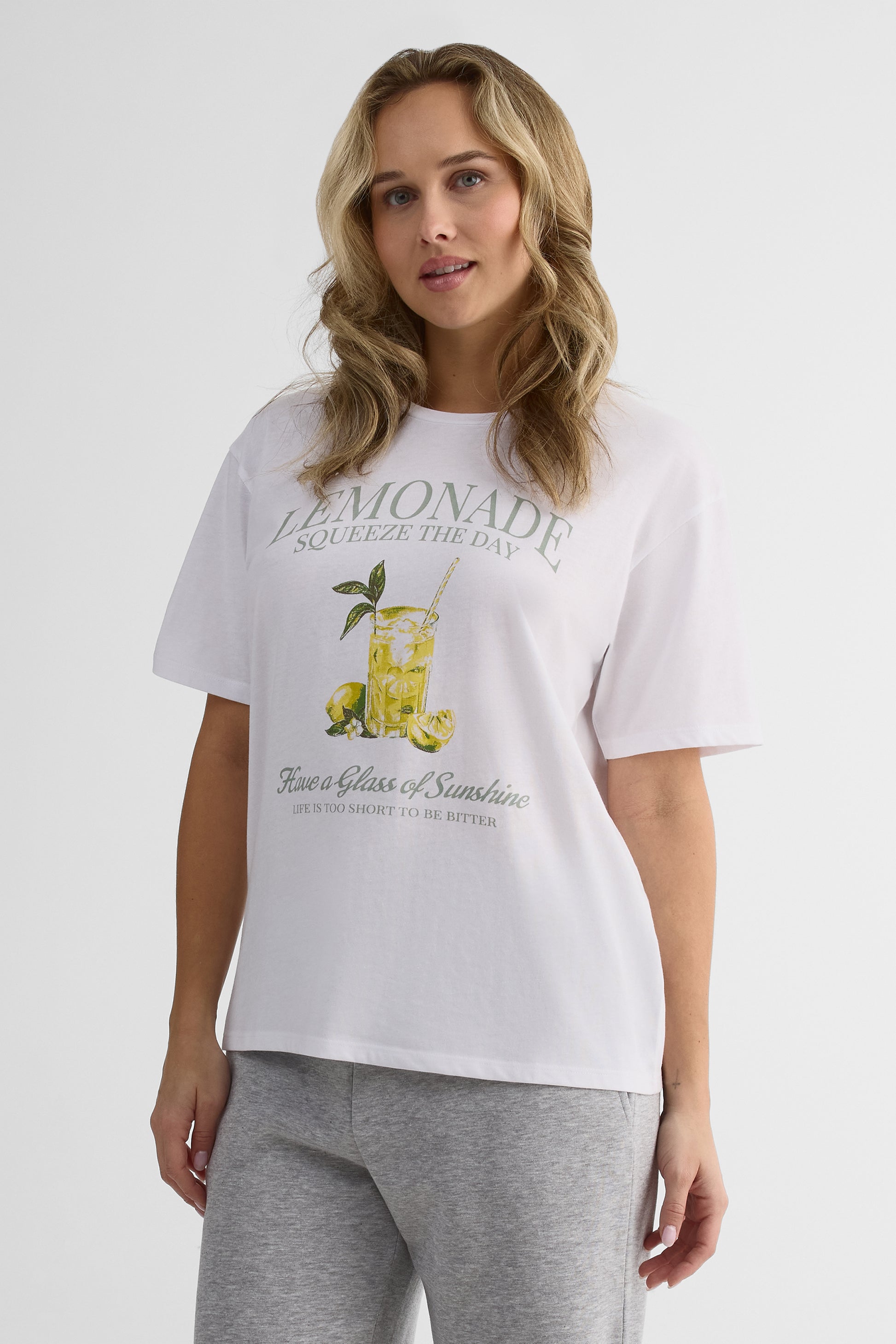 Chandail M/courtes oversize en coton-polyester - Femme && BLANC