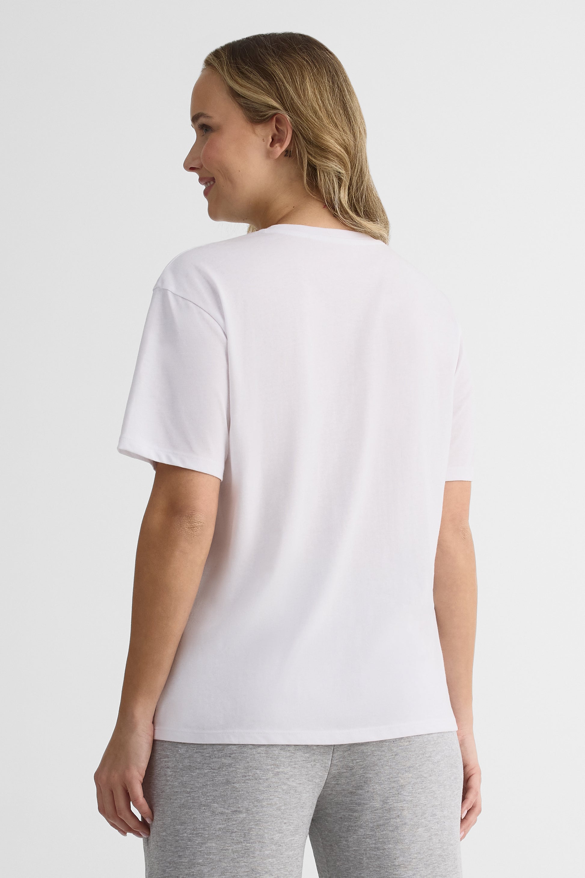 Chandail M/courtes oversize en coton-polyester - Femme && BLANC
