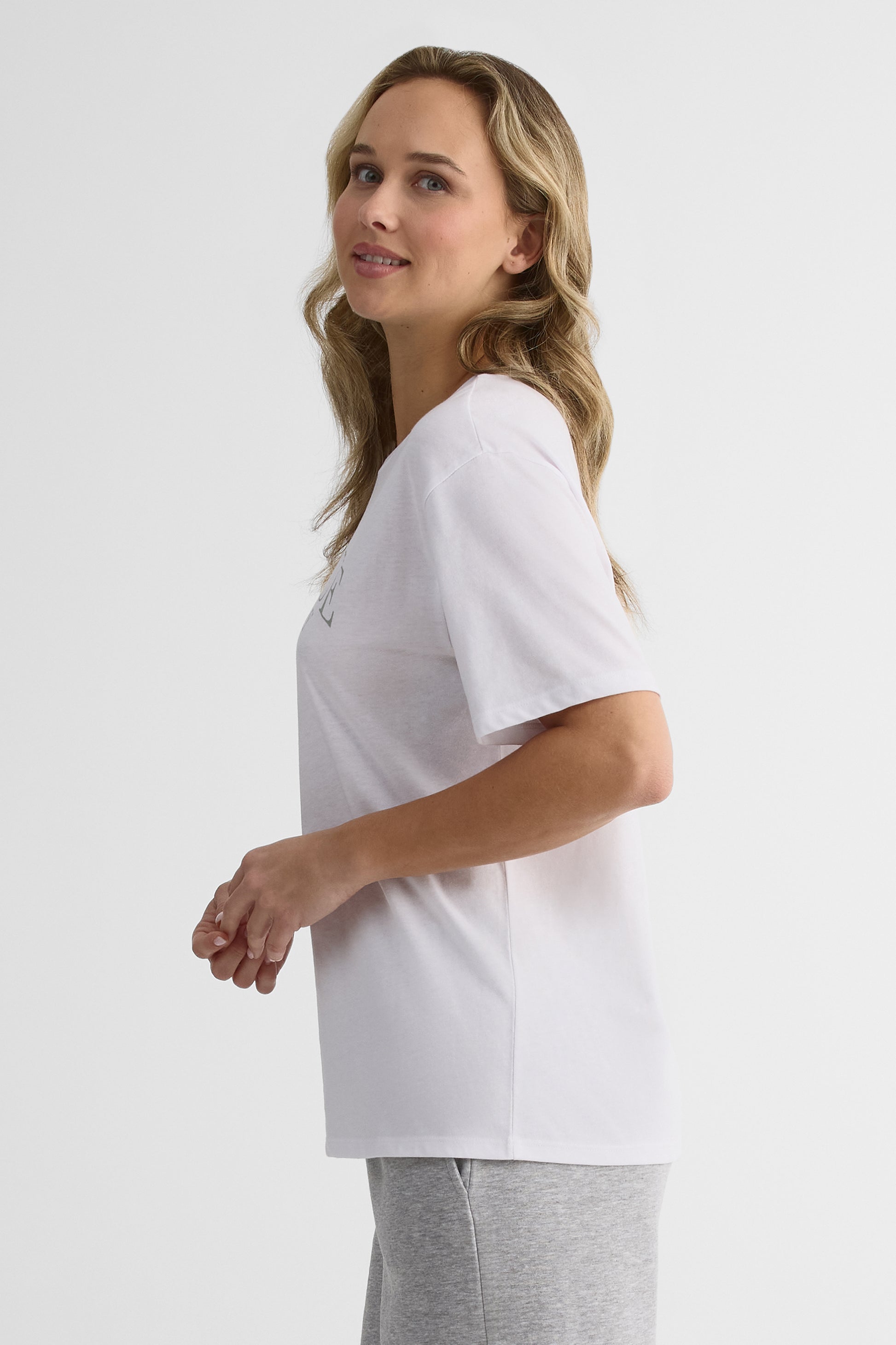 Chandail M/courtes oversize en coton-polyester - Femme && BLANC
