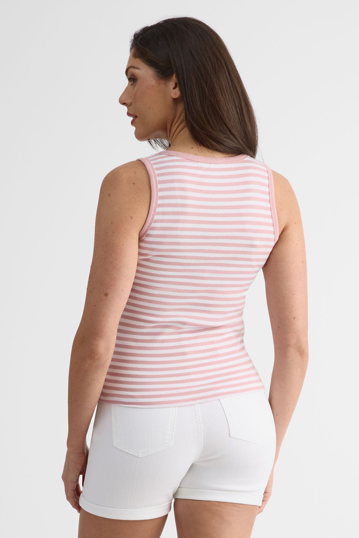 Camisole ajustée rayée en coton – Femme && ROSE MULTI