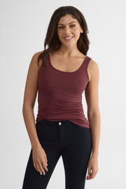 Camisole ajustée en jersey stretch – Femme && AUBERGINE