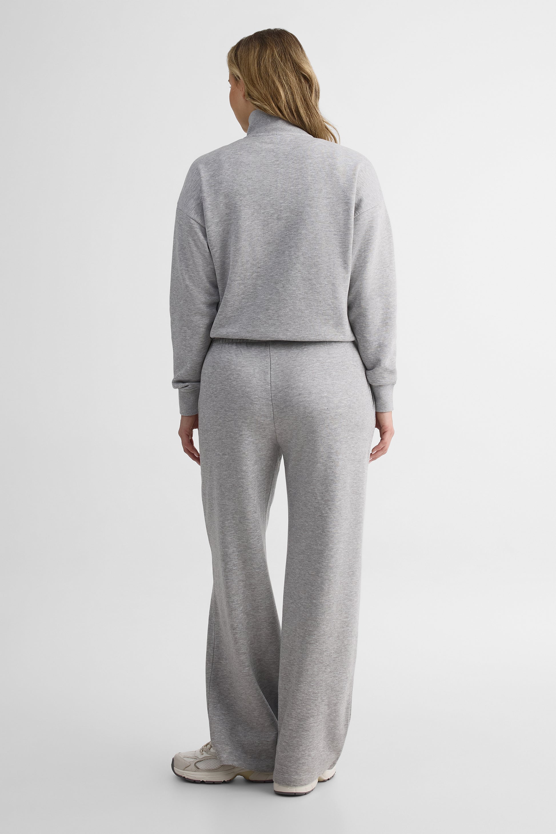 Pantalon wide leg en fleece - Femme && GRIS MIXTE