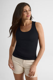 Camisole ajustée en coton uni – Femme && NOIR