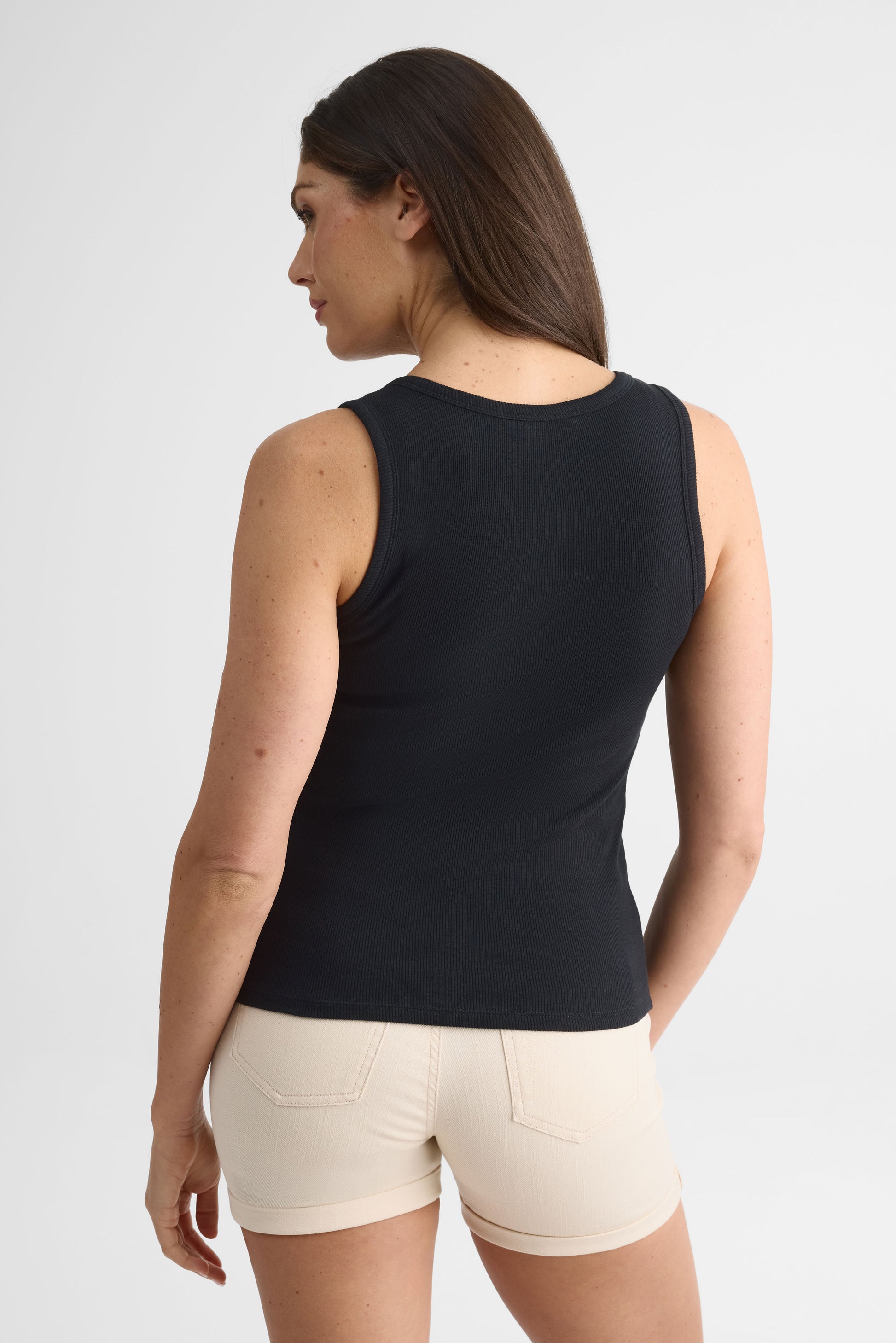 Camisole ajustée en coton uni – Femme && NOIR