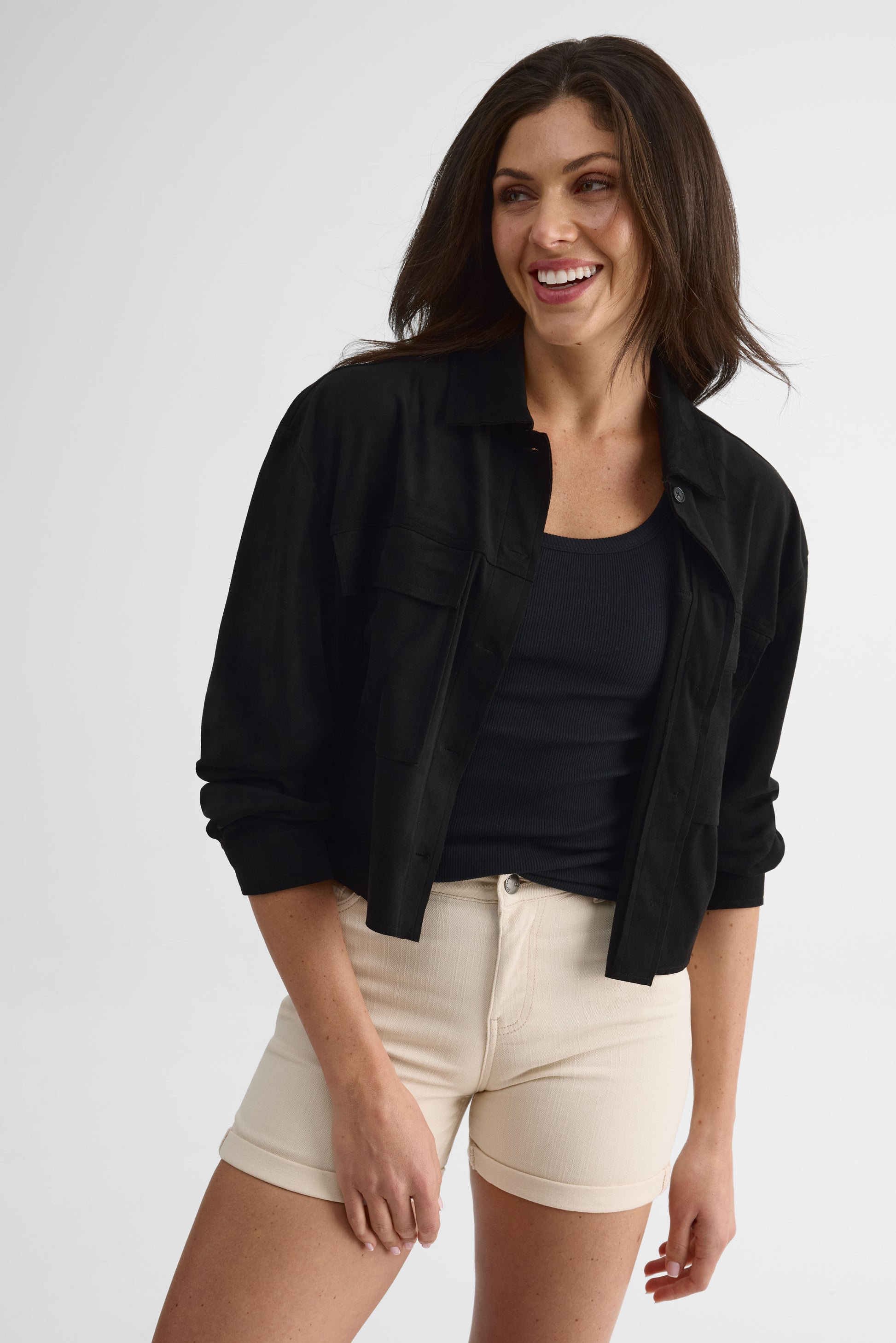 Camisole ajustée en coton uni – Femme && NOIR