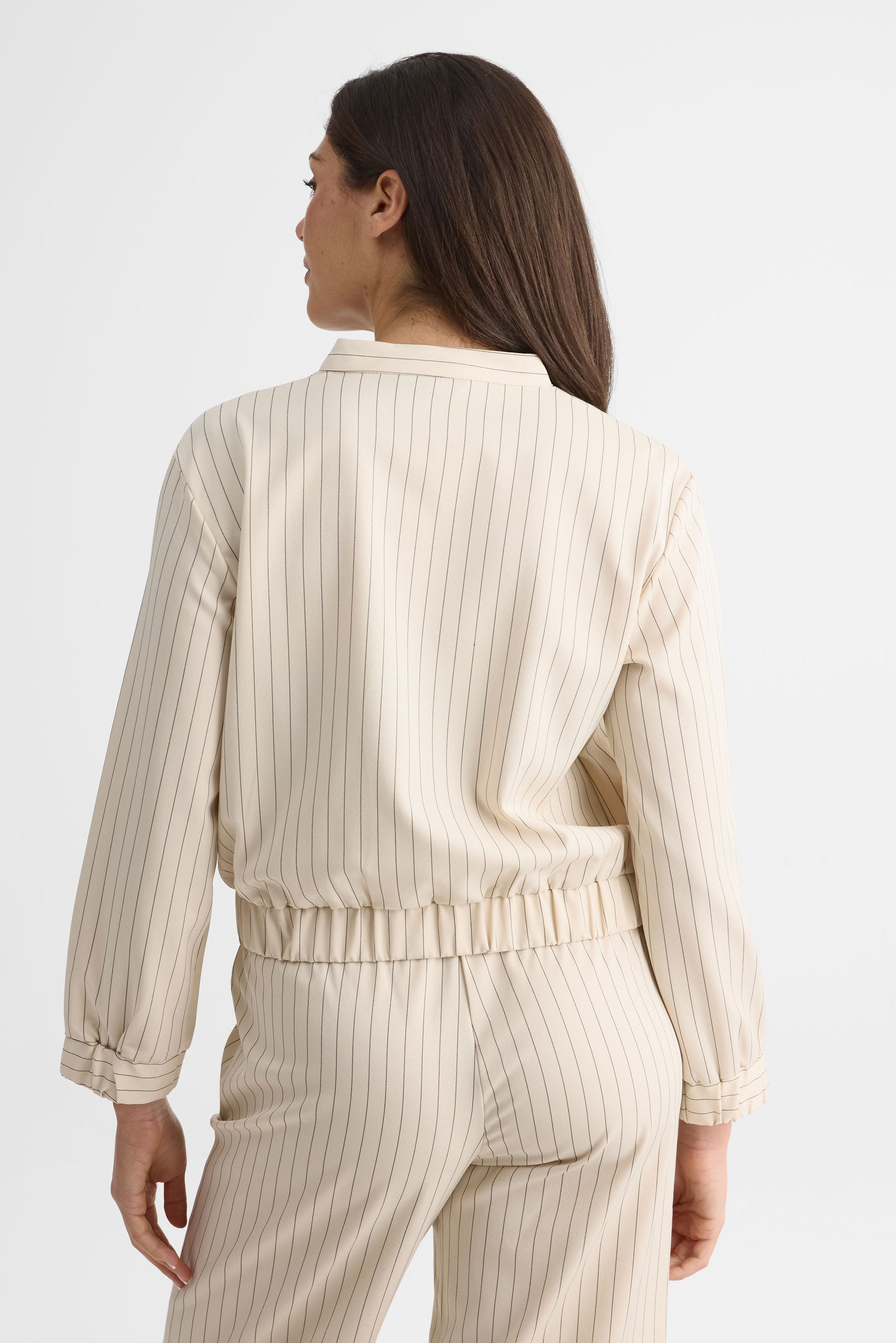 Veste bomber à rayures, coupe boxy - Femme && BLANC CASSÉ/MULTI