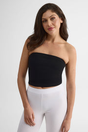 T-shirt uni en jersey extensible – Femme && NOIR