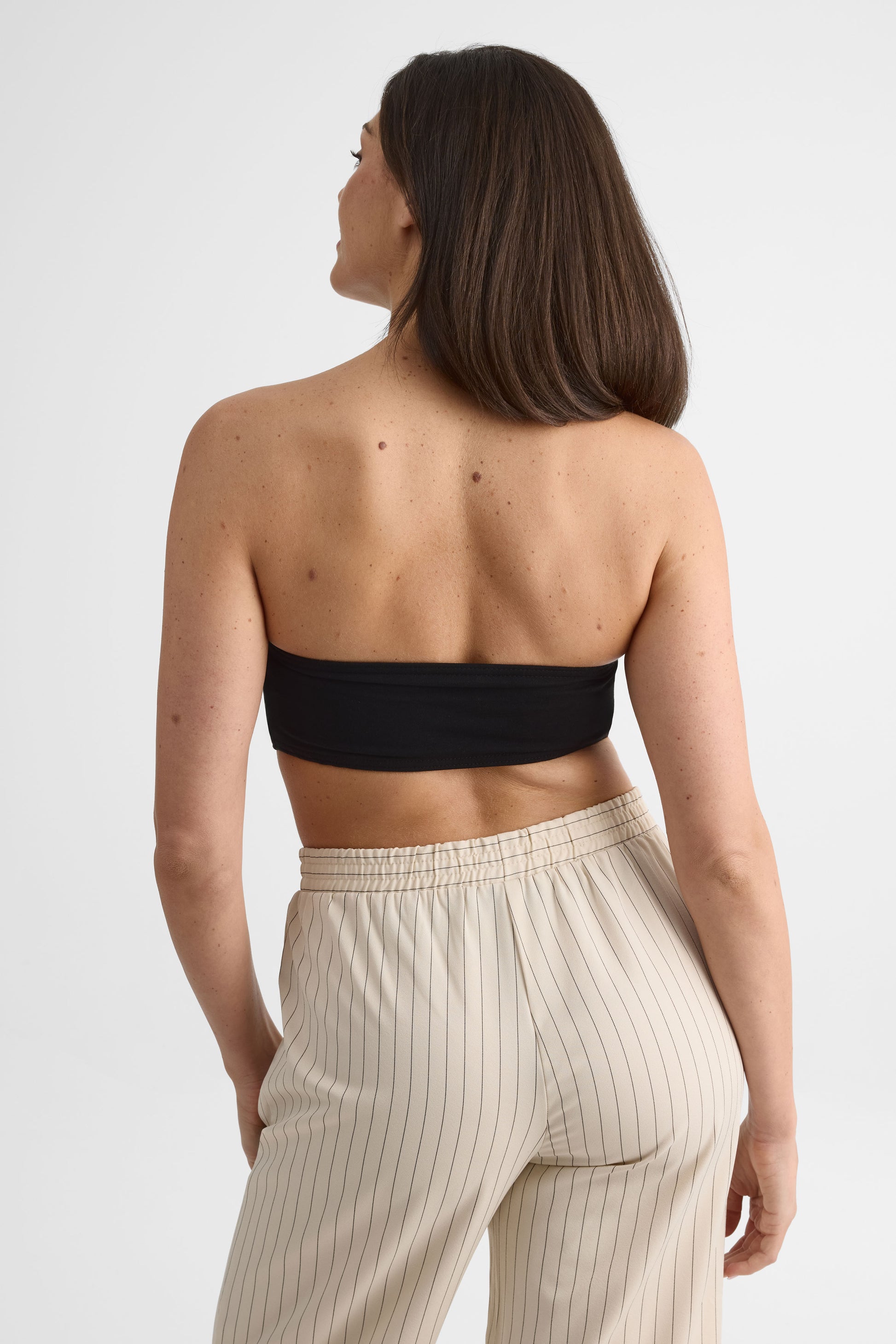 Bandeau top en jersey coton extensible - Femme && NOIR