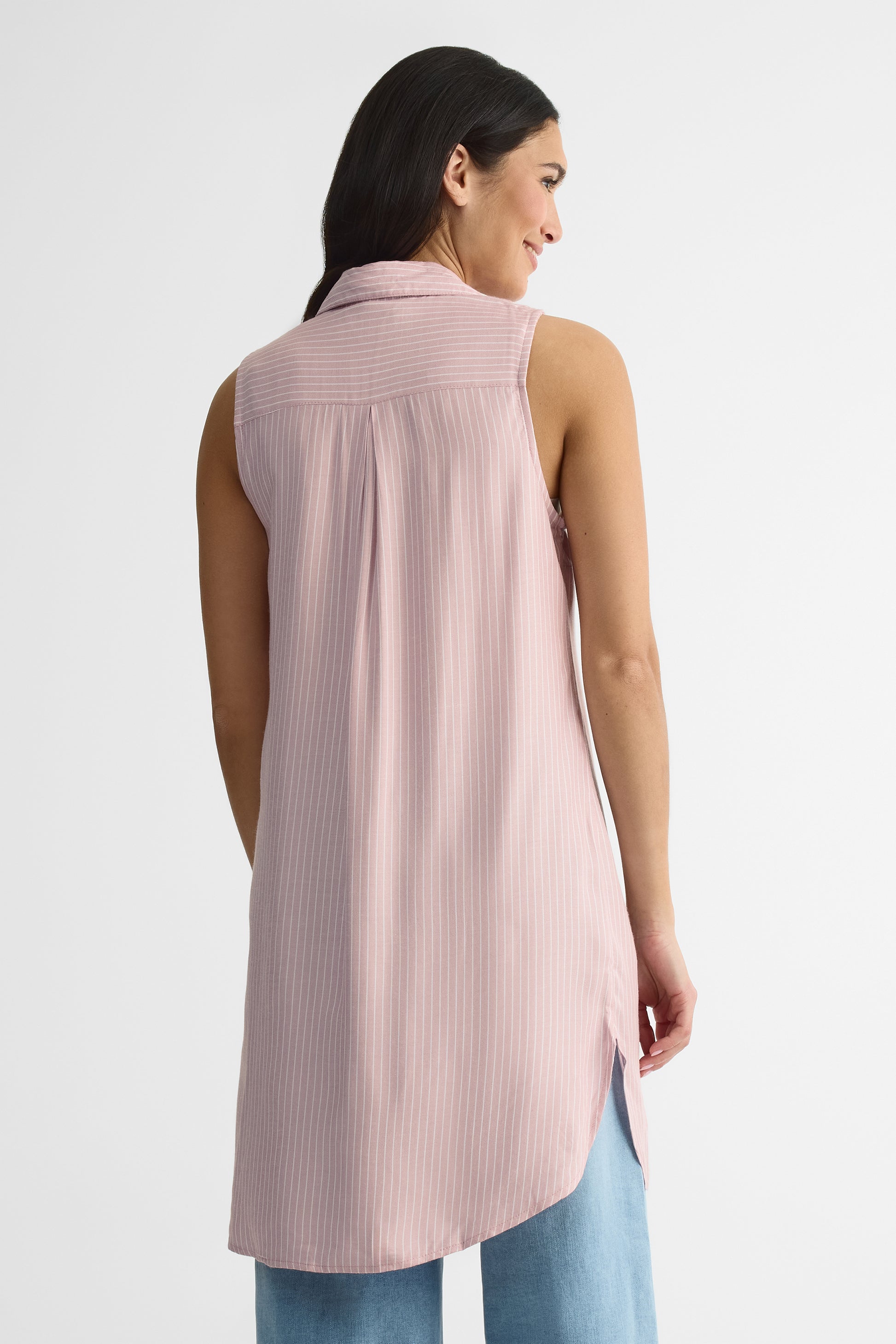 Chemisier long à rayures en viscose - Femme && ROSE MULTI
