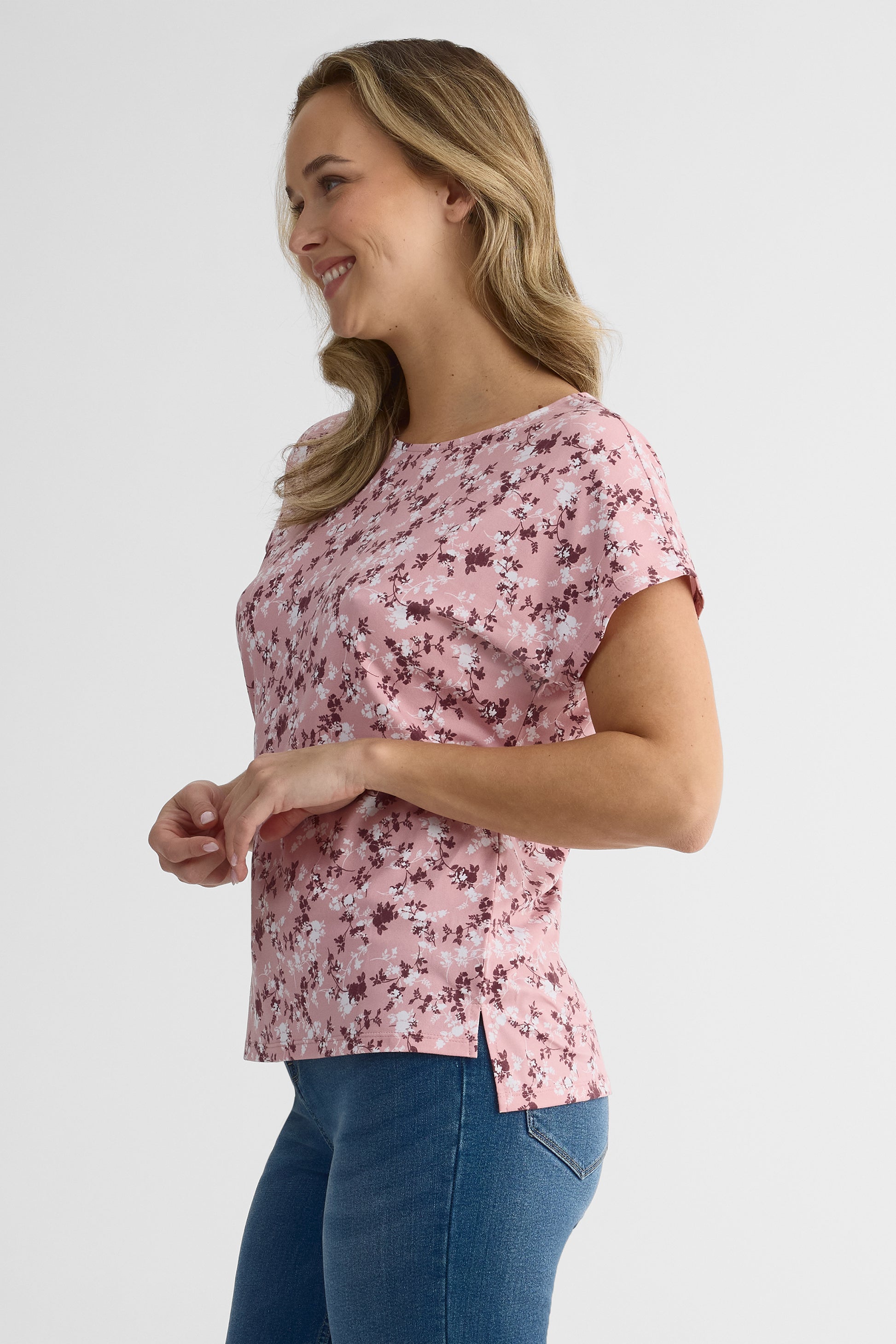Chandail M/courtes col rond – Femme && ROSE MULTI