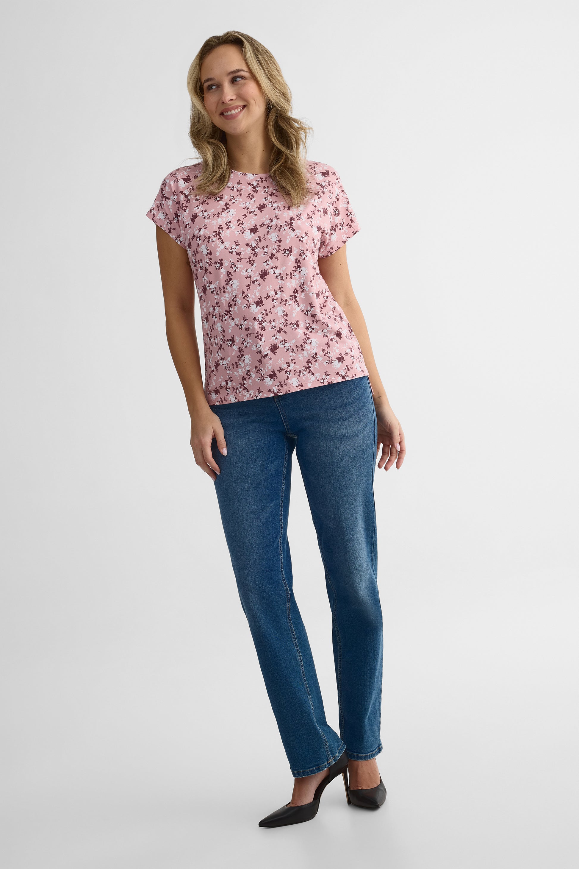 Chandail M/courtes col rond – Femme && ROSE MULTI