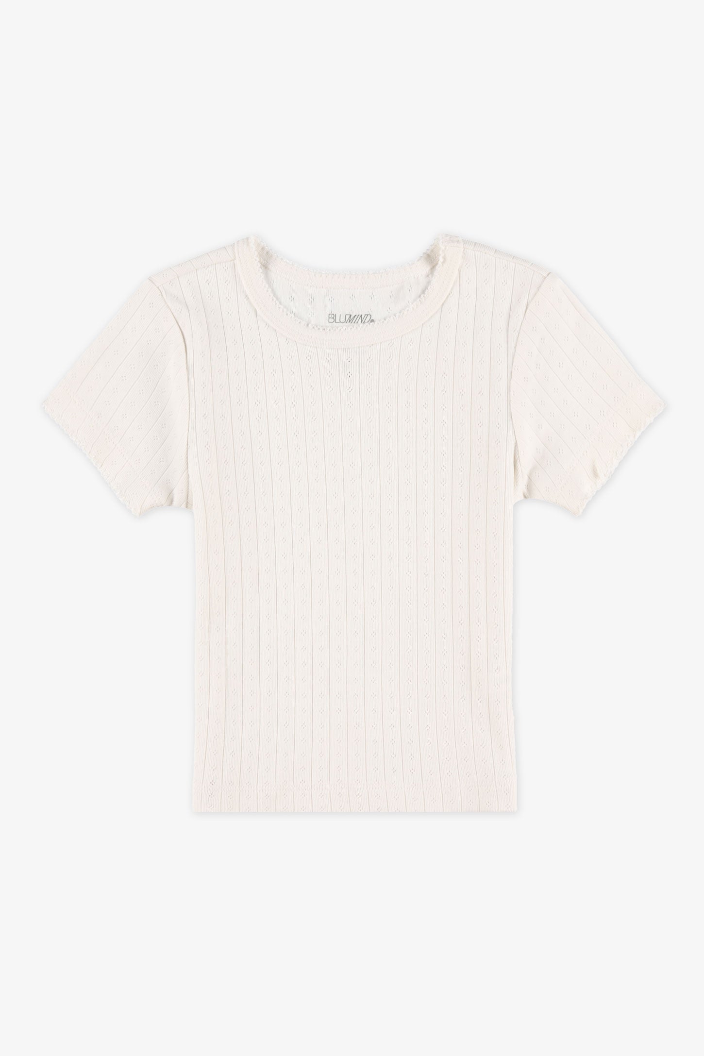 Chandail uni à manches courtes en coton - Enfant fille && BEIGE
