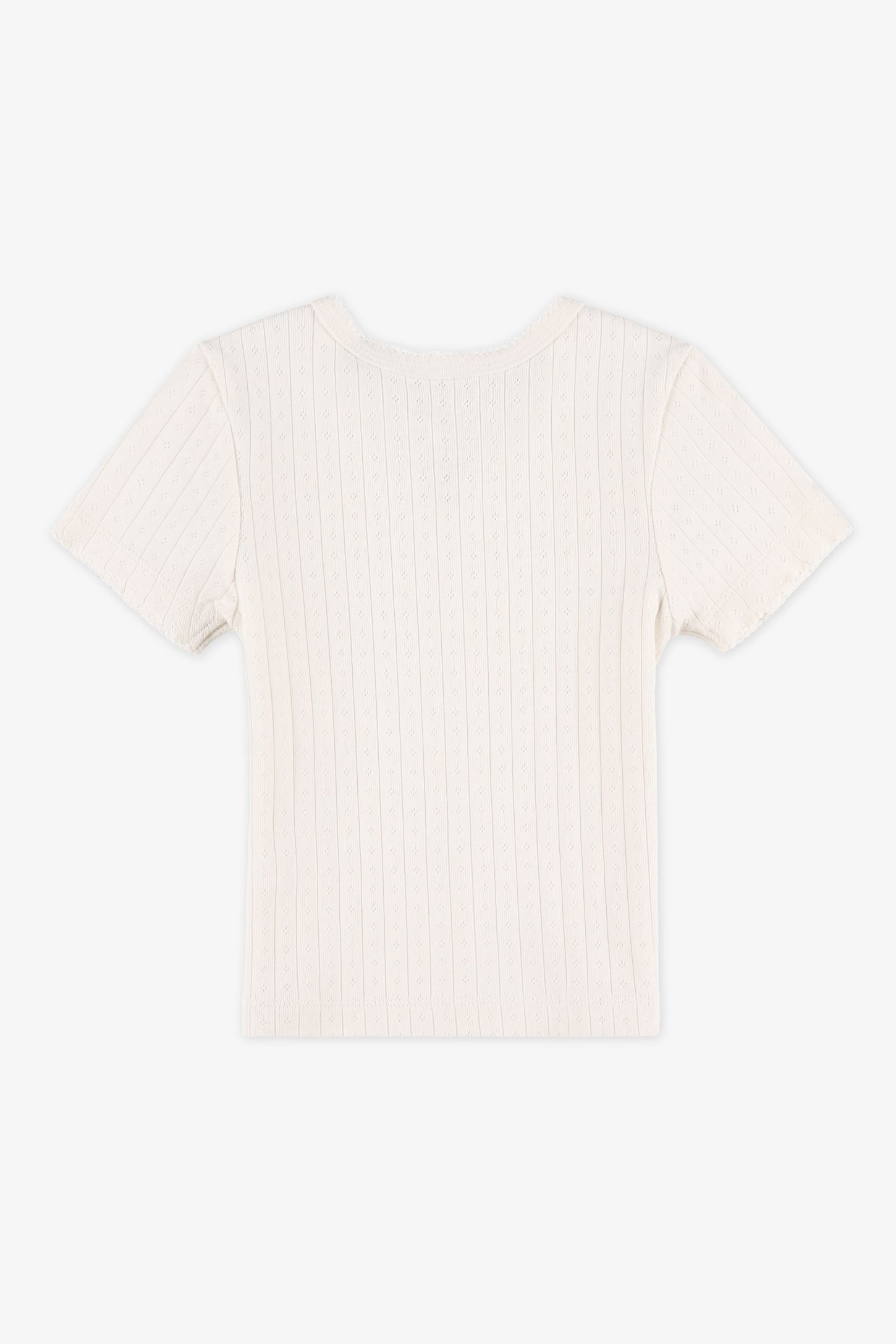Chandail uni à manches courtes en coton - Enfant fille && BEIGE