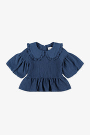 Blouse unie à volants – Fille && MARIN