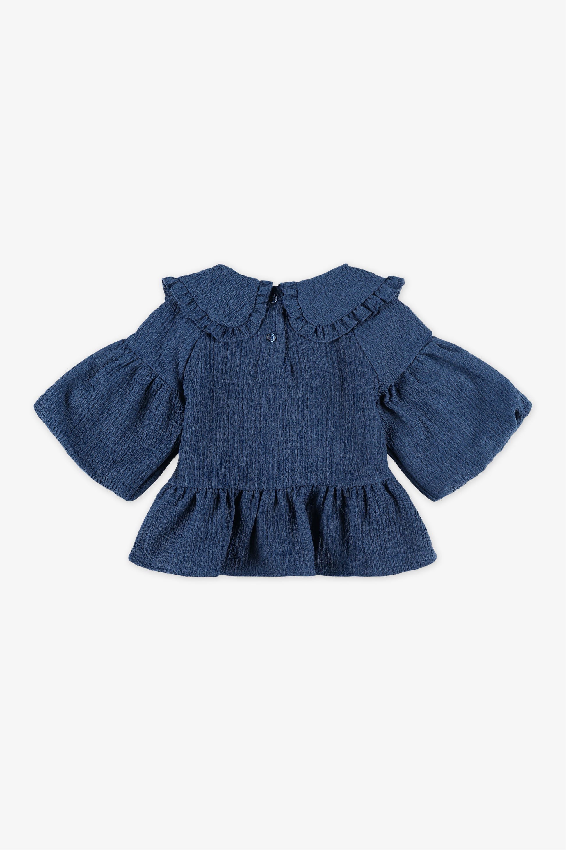 Blouse unie à volants – Fille && MARIN